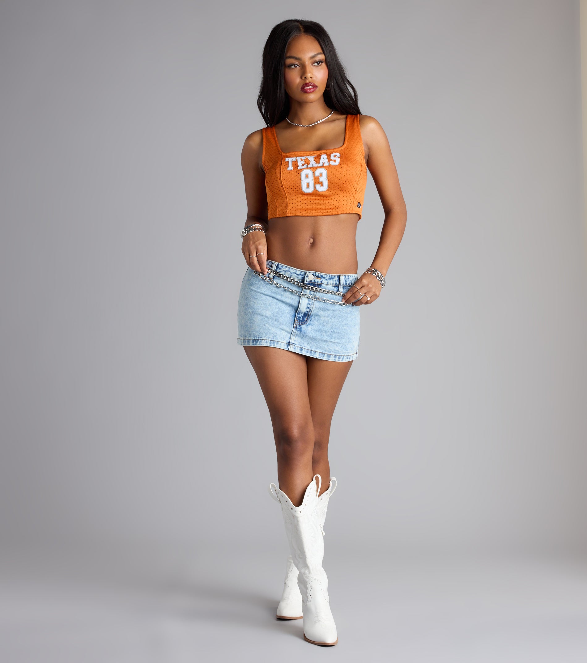 Hook 'Em Hottie Texas© Jersey Corset Crop Top - Image 3