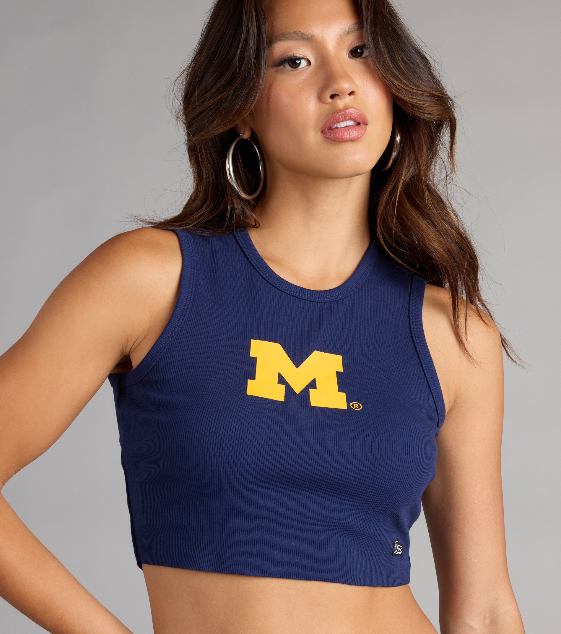 Go Blue® Vibes Michigan® Cropped Tank Top - Image 2