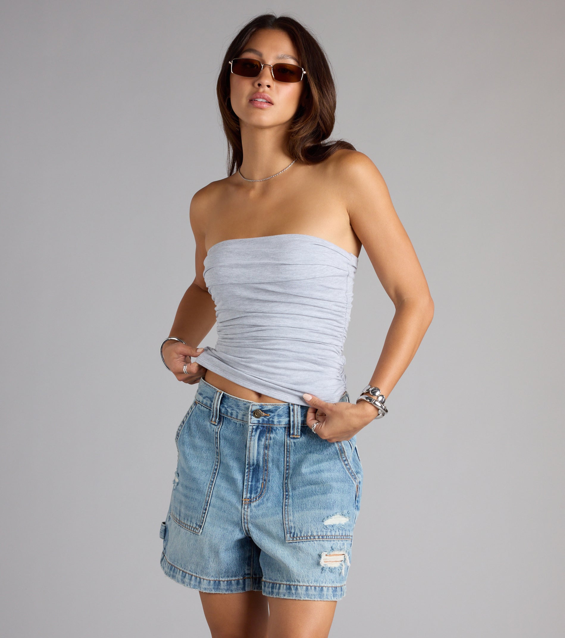 Cutest Vibe Ruched Knit Tube Top - Image 5