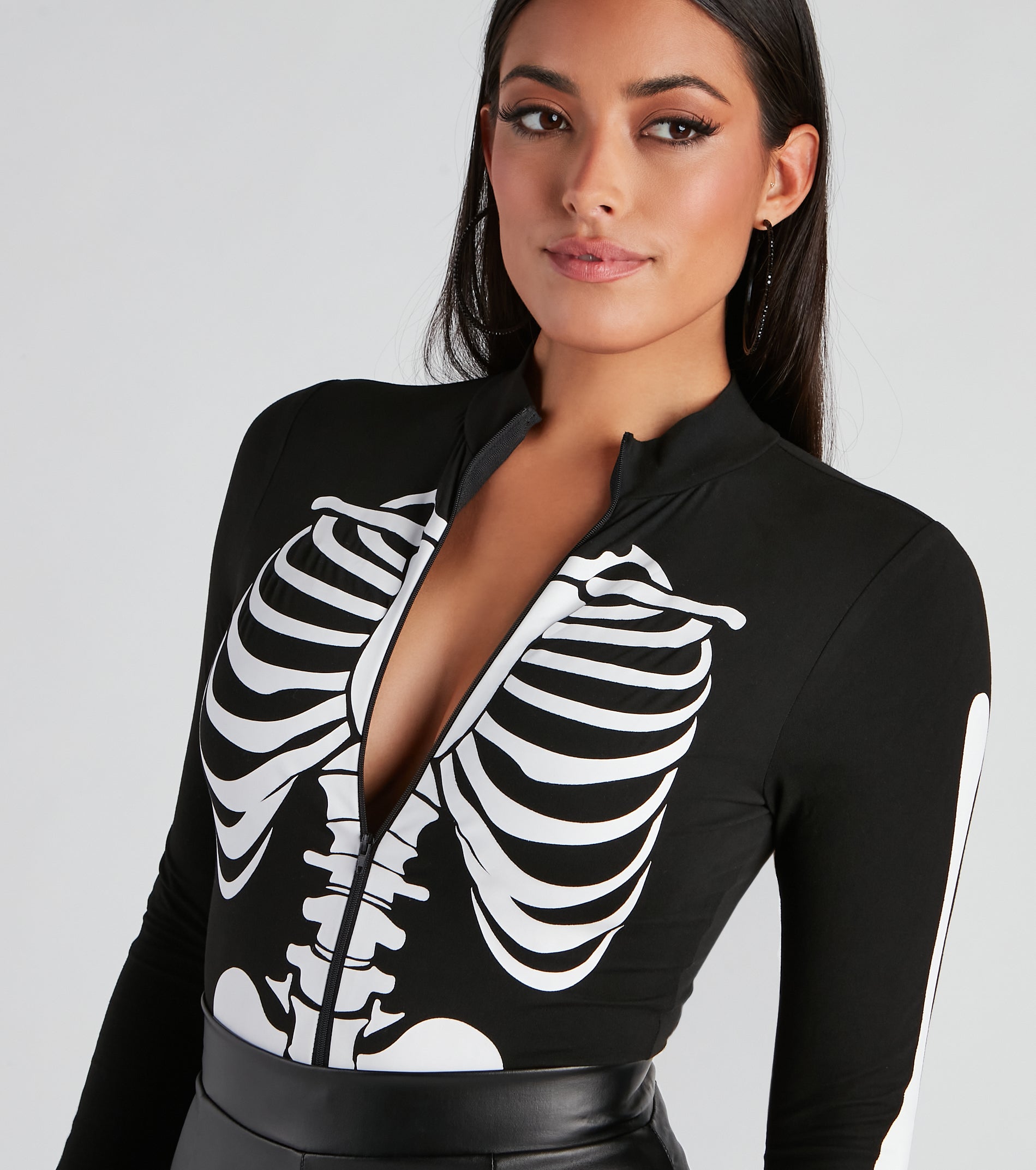 Sultry Skeleton Mock Neck Bodysuit - Image 4