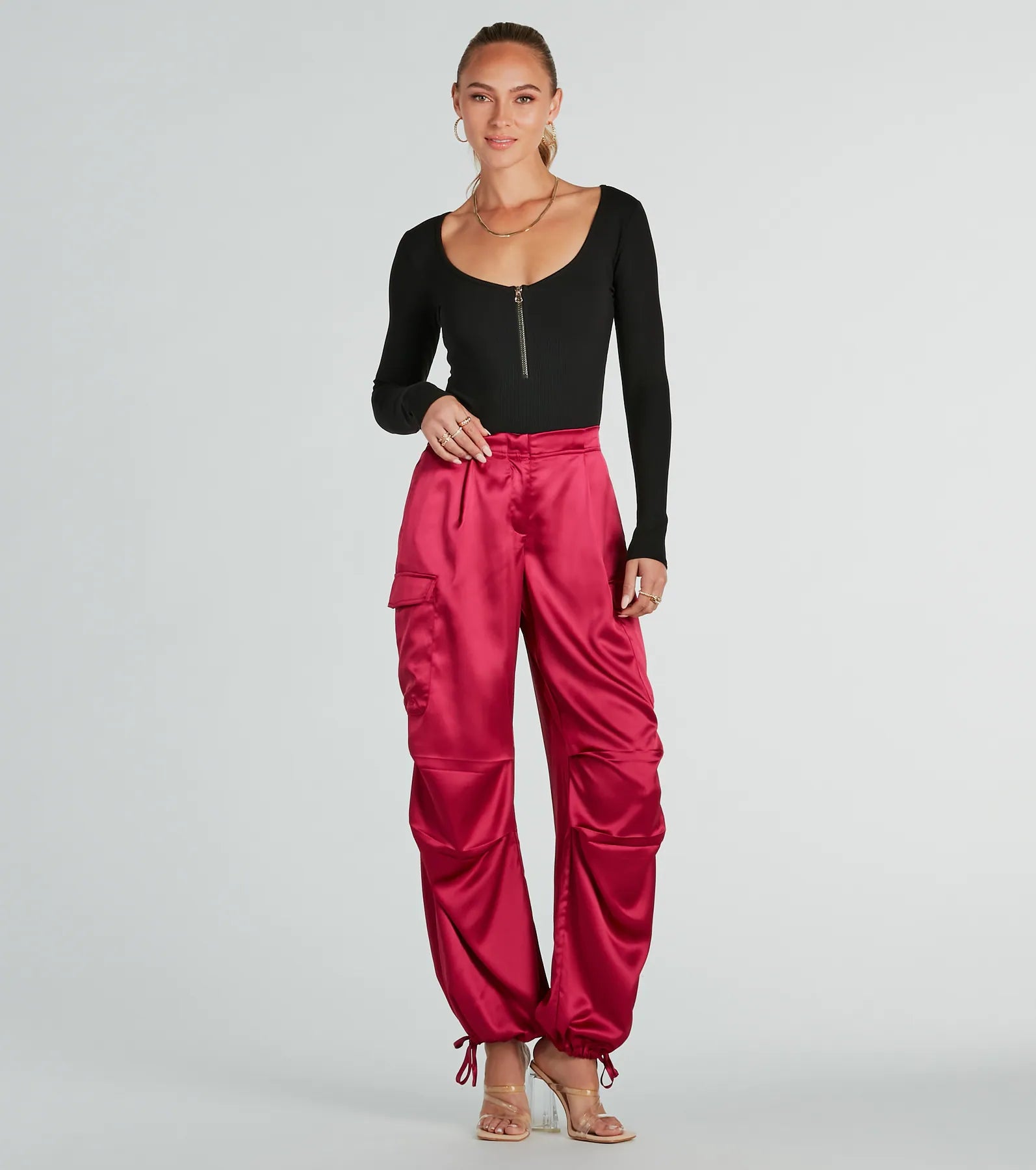 Chic Deets Zip-Front Long Sleeve Knit Bodysuit - Image 4