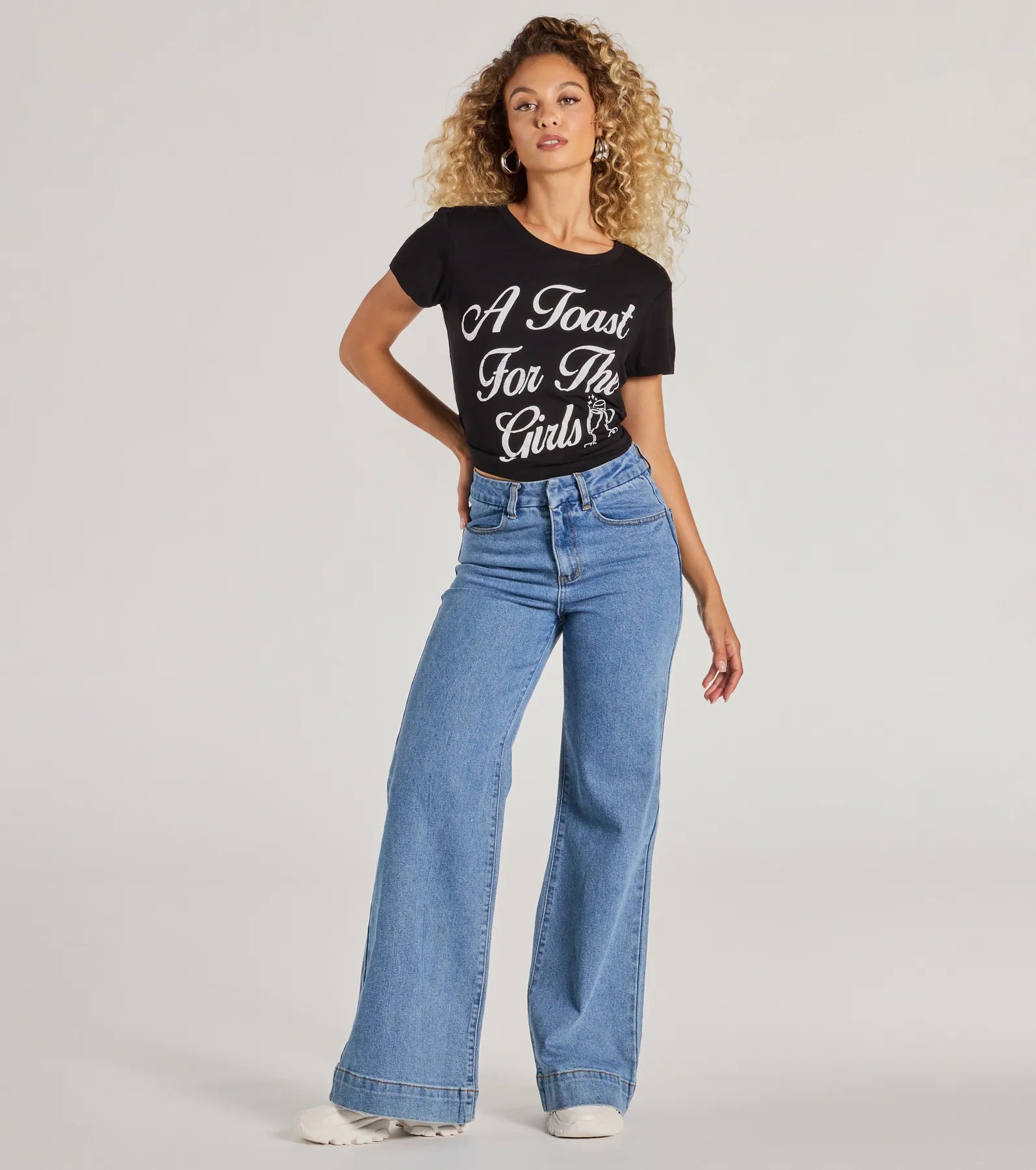 A Toast For The Girls Crop Graphic Tee - Image 3