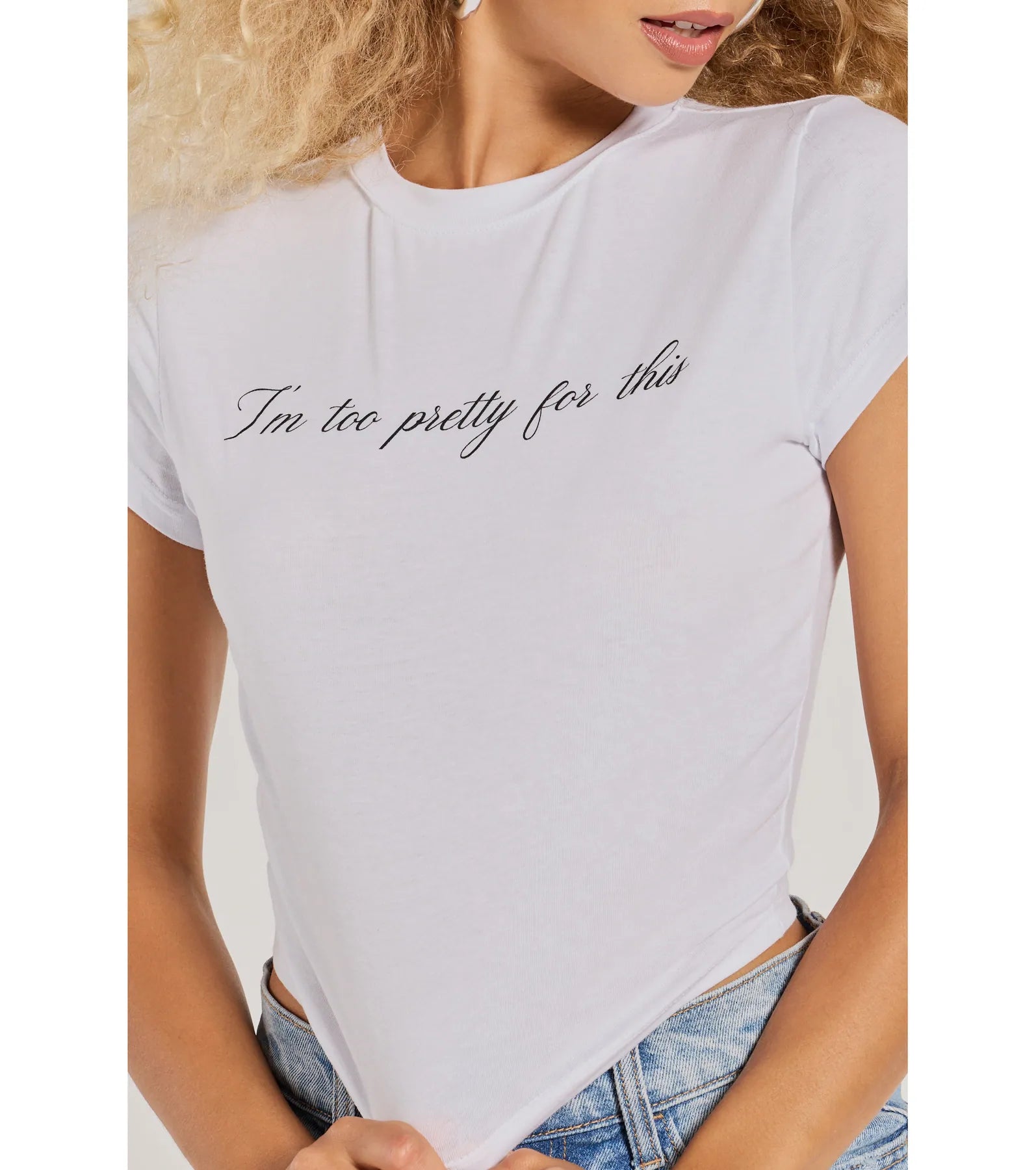 I'm Too Pretty For This Crop Graphic Tee - Image 4