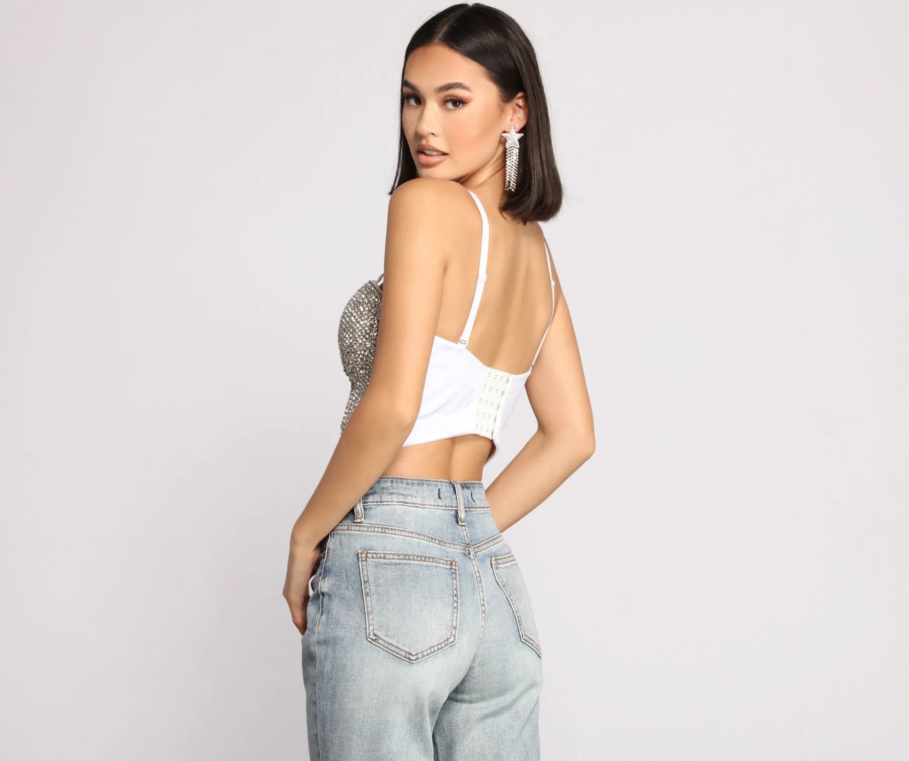 Daring Rhinestone Diva Cropped Bustier - Image 6