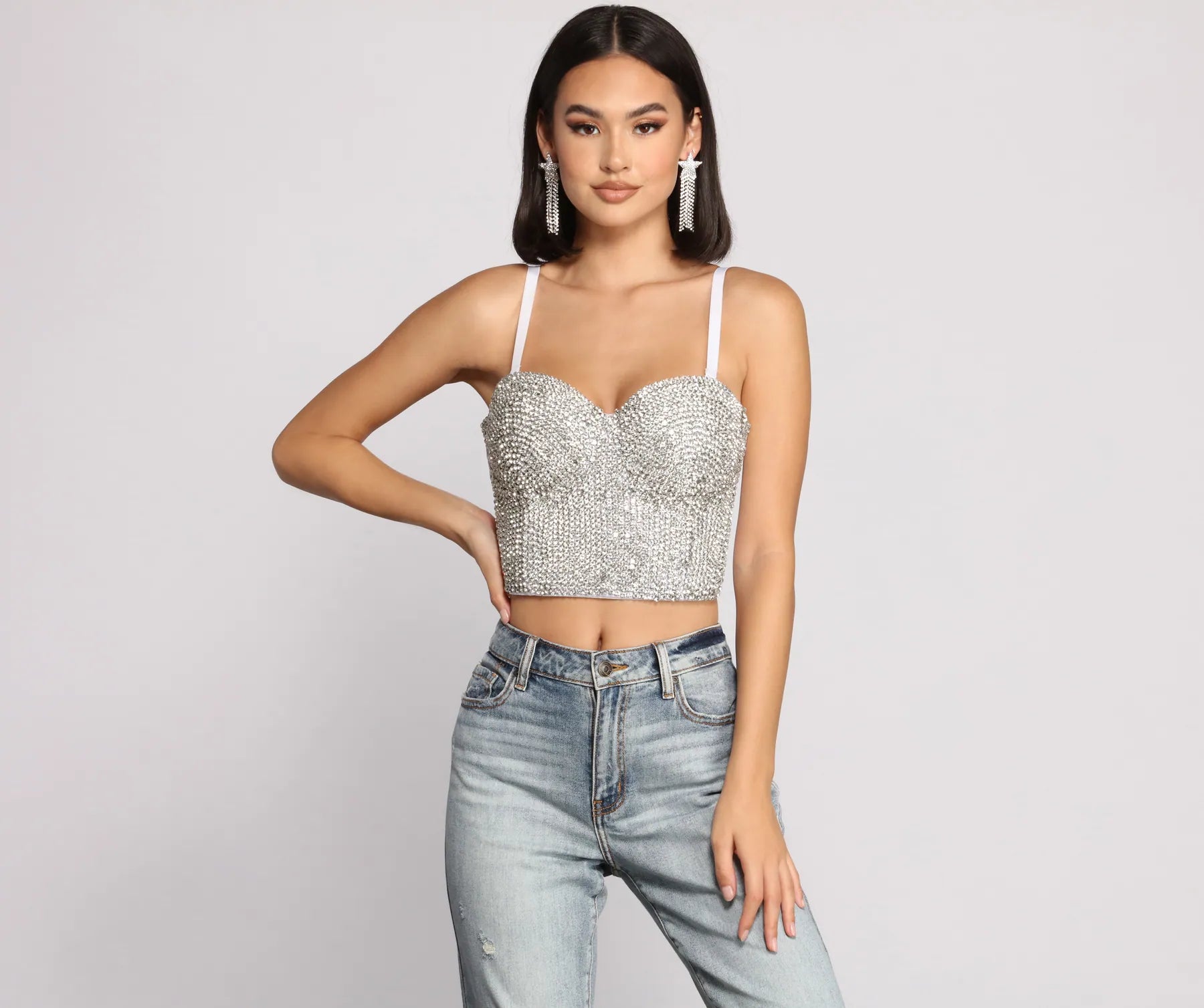 Daring Rhinestone Diva Cropped Bustier - Image 7