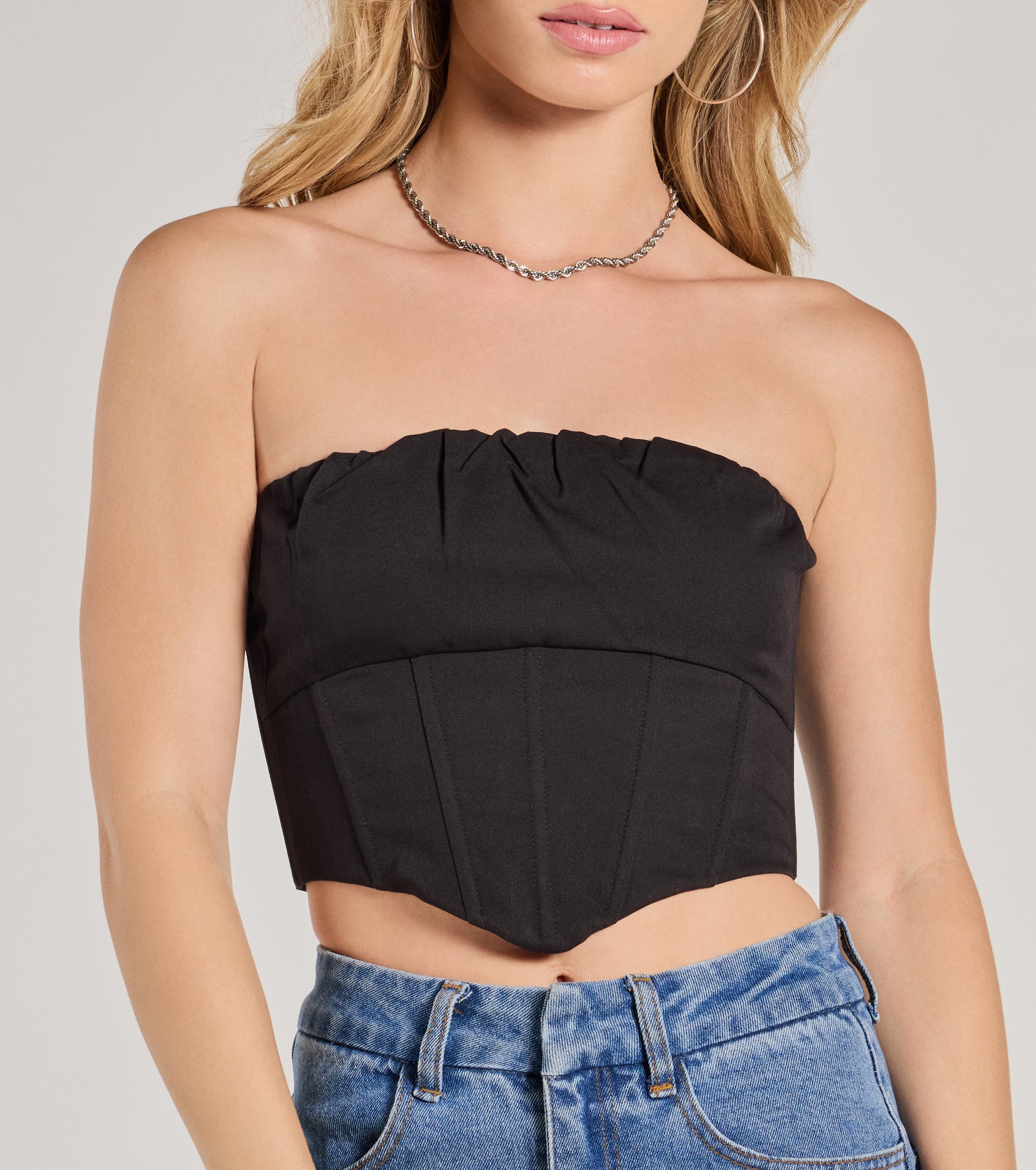 Corset With The Program Strapless Crop Top - Image 4