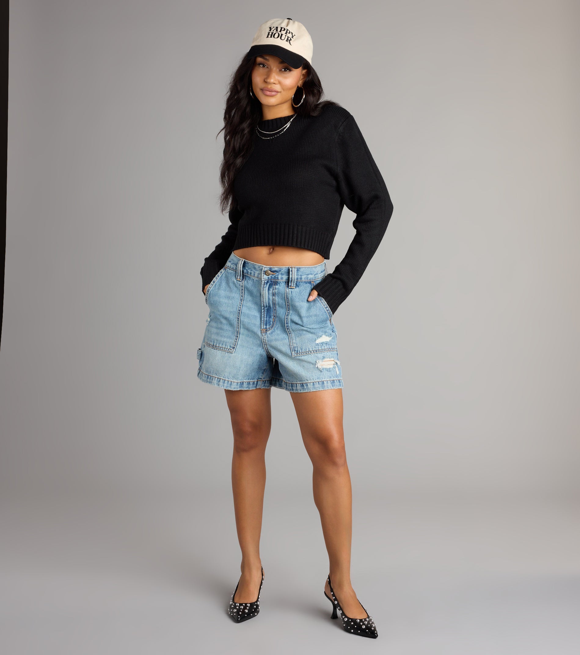 Falling For Layers Crop Knit Sweater - Image 3