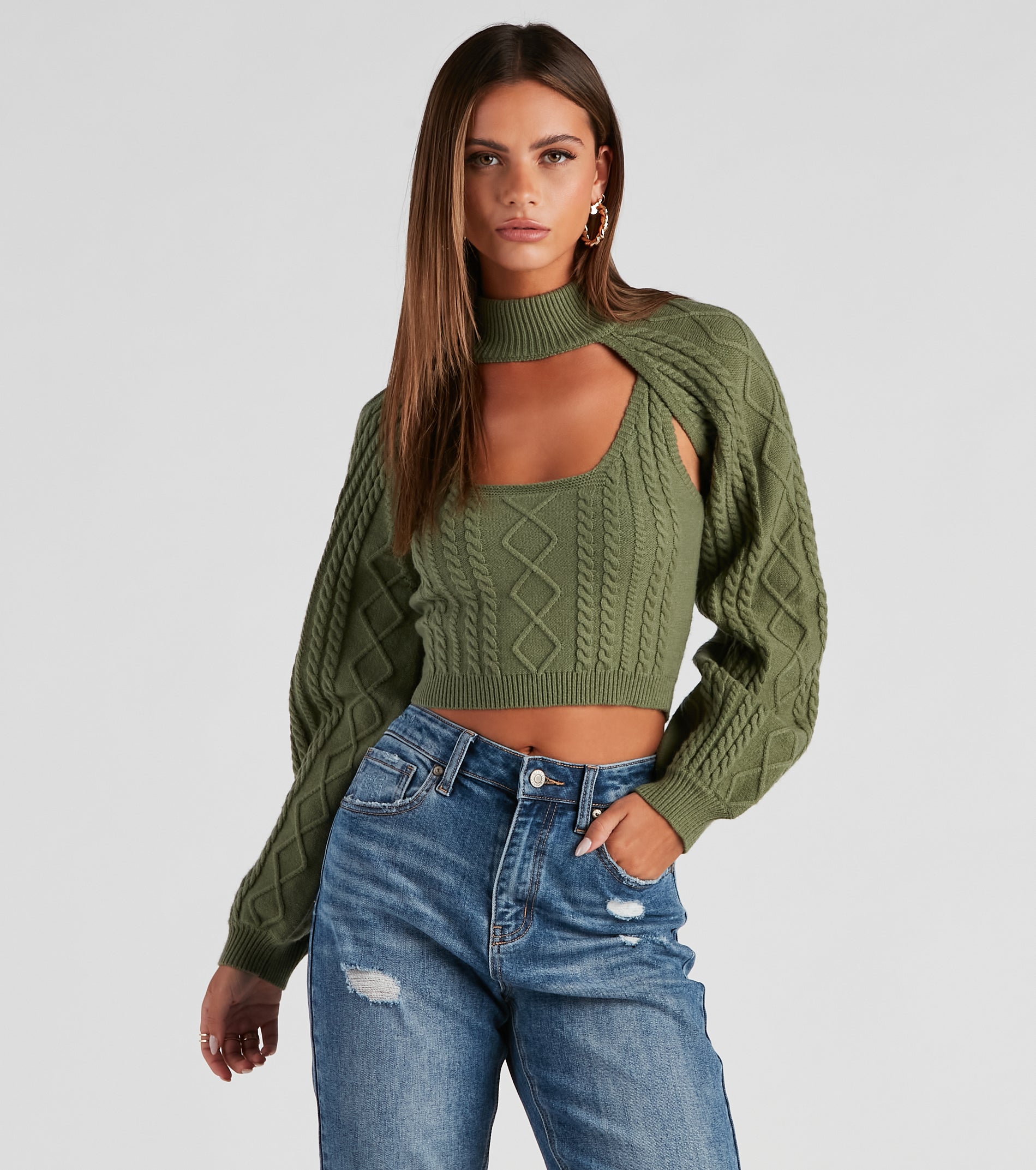 Autumn Harvest Mock Neck Sweater Top - Image 9