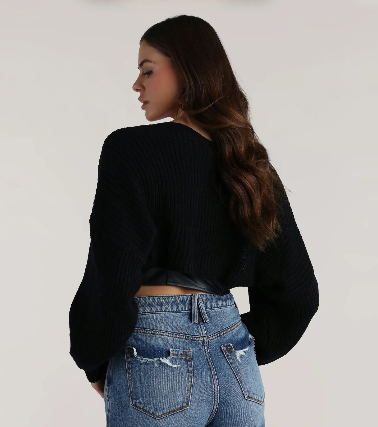 Sweet And Cozy Oversized Knit Sweater Bolero - Image 2
