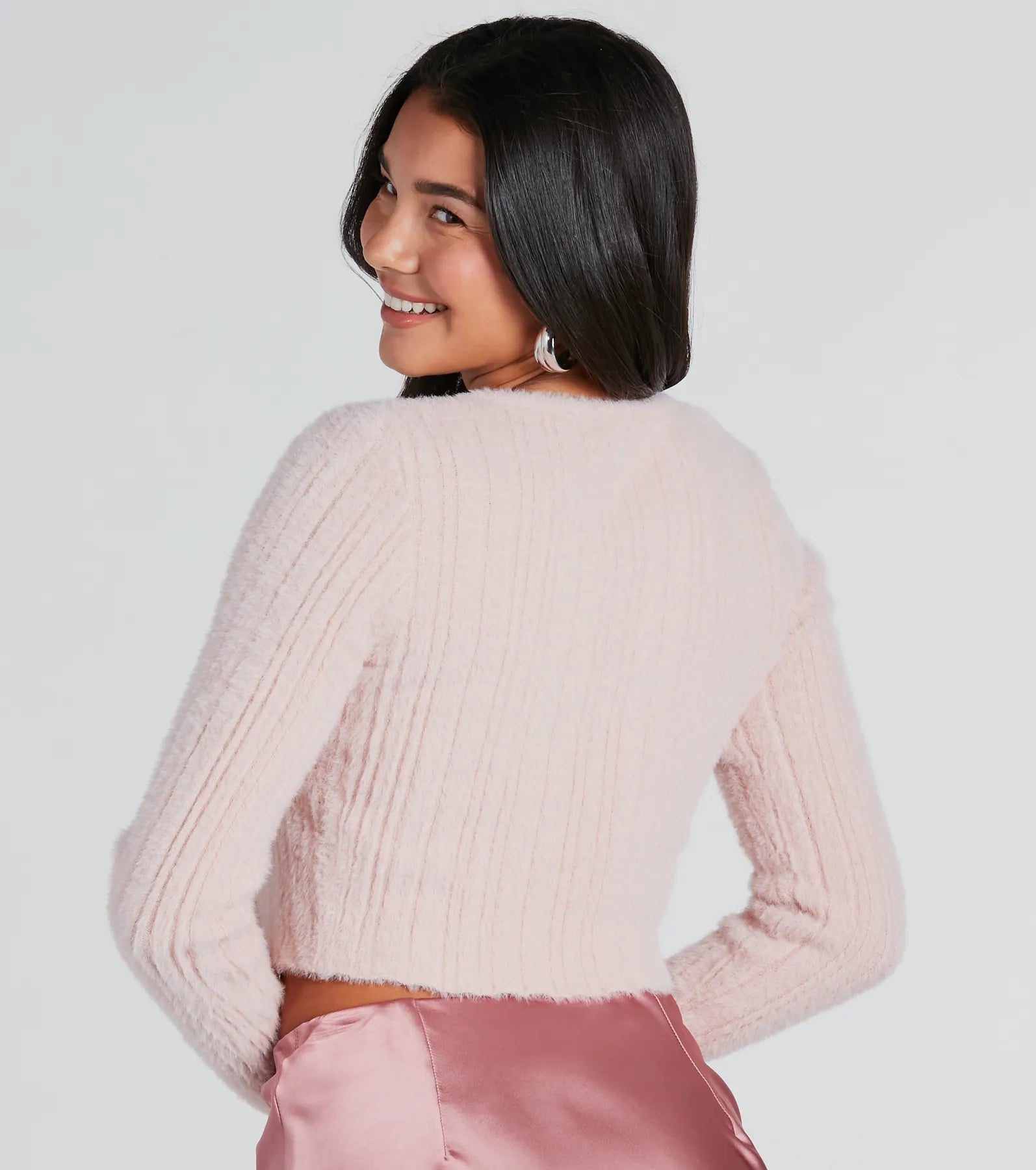 Flirty Charm Eyelash Knit Cardigan Sweater - Image 6