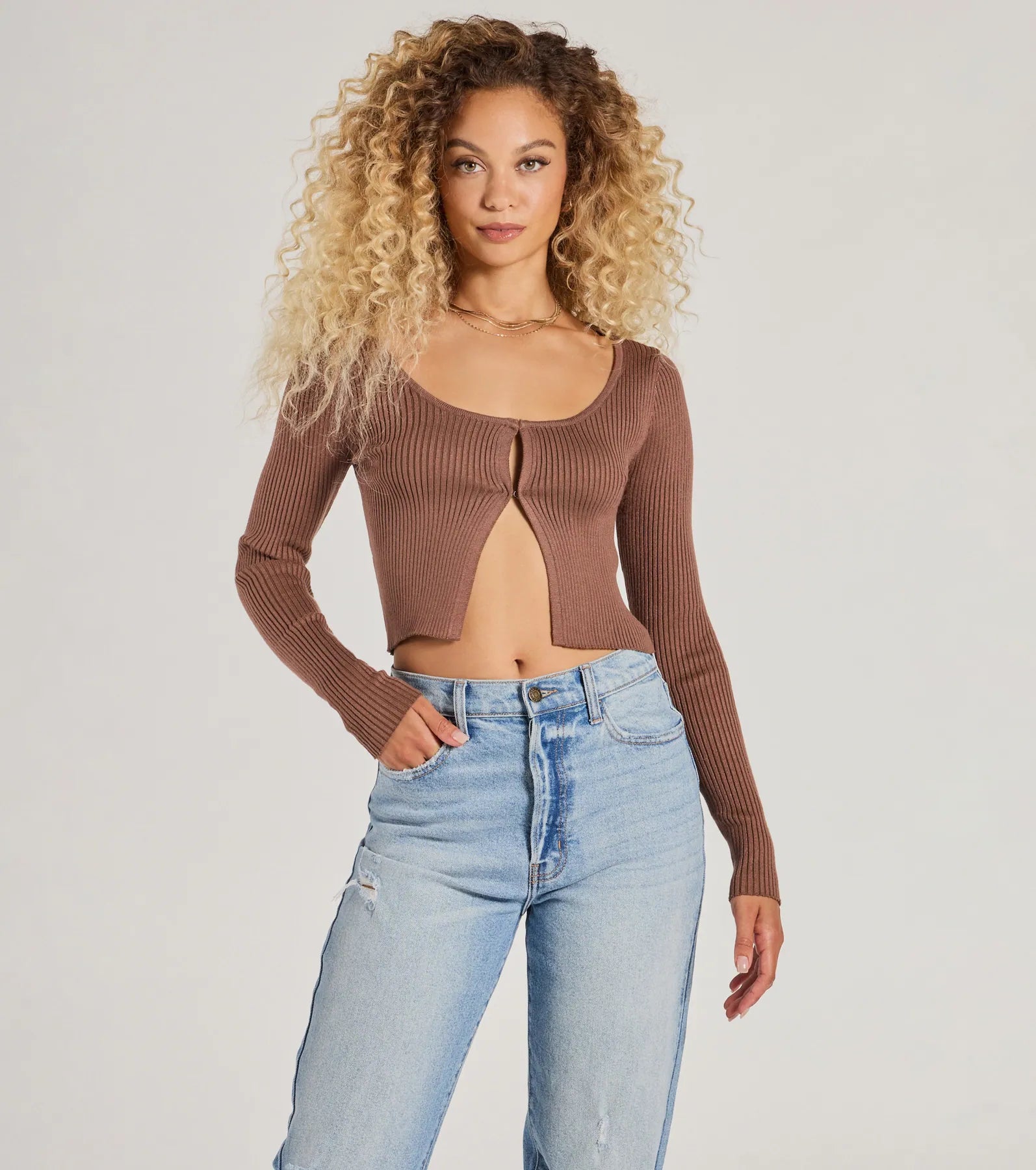 Toasty Babe Long Sleeve Rib Knit Crop Top - Image 5