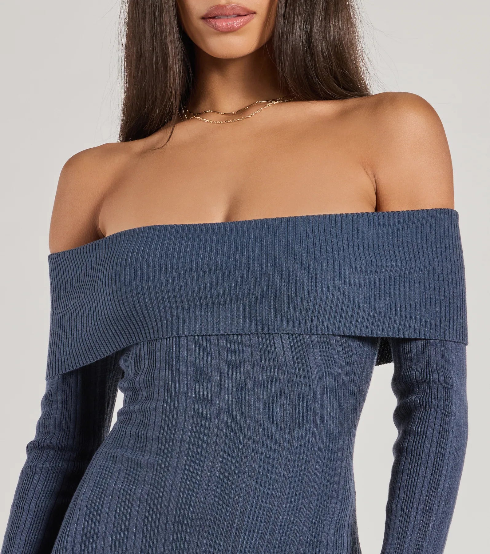 Chic Choice Knit Off-The-Shoulder Maxi Dress - Image 3