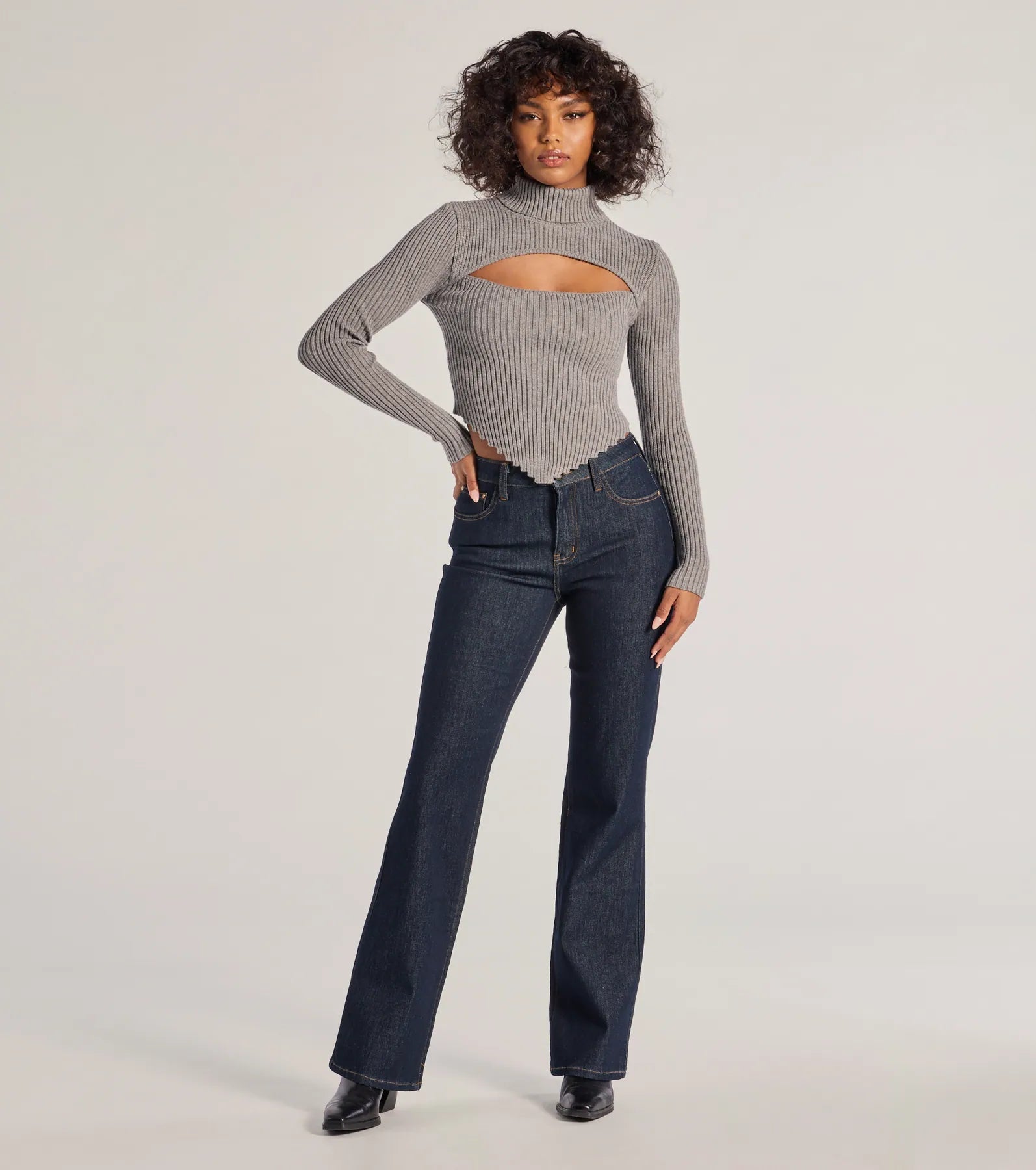 Chic Muse Ribbed Knit Cutout Crop Top - Image 8