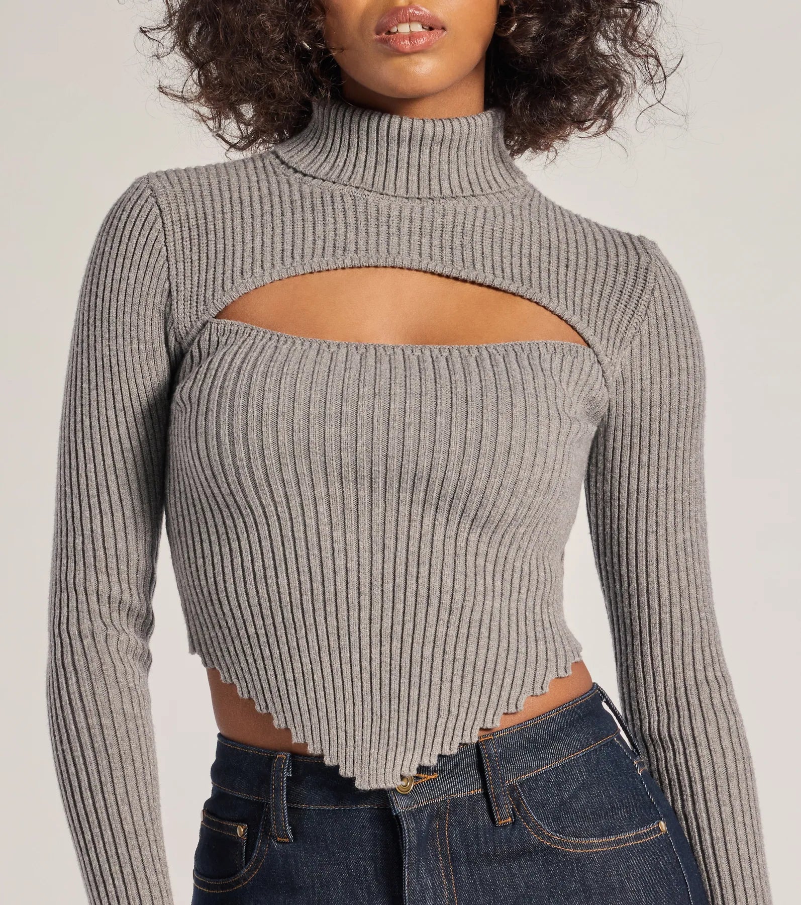 Chic Muse Ribbed Knit Cutout Crop Top - Image 9