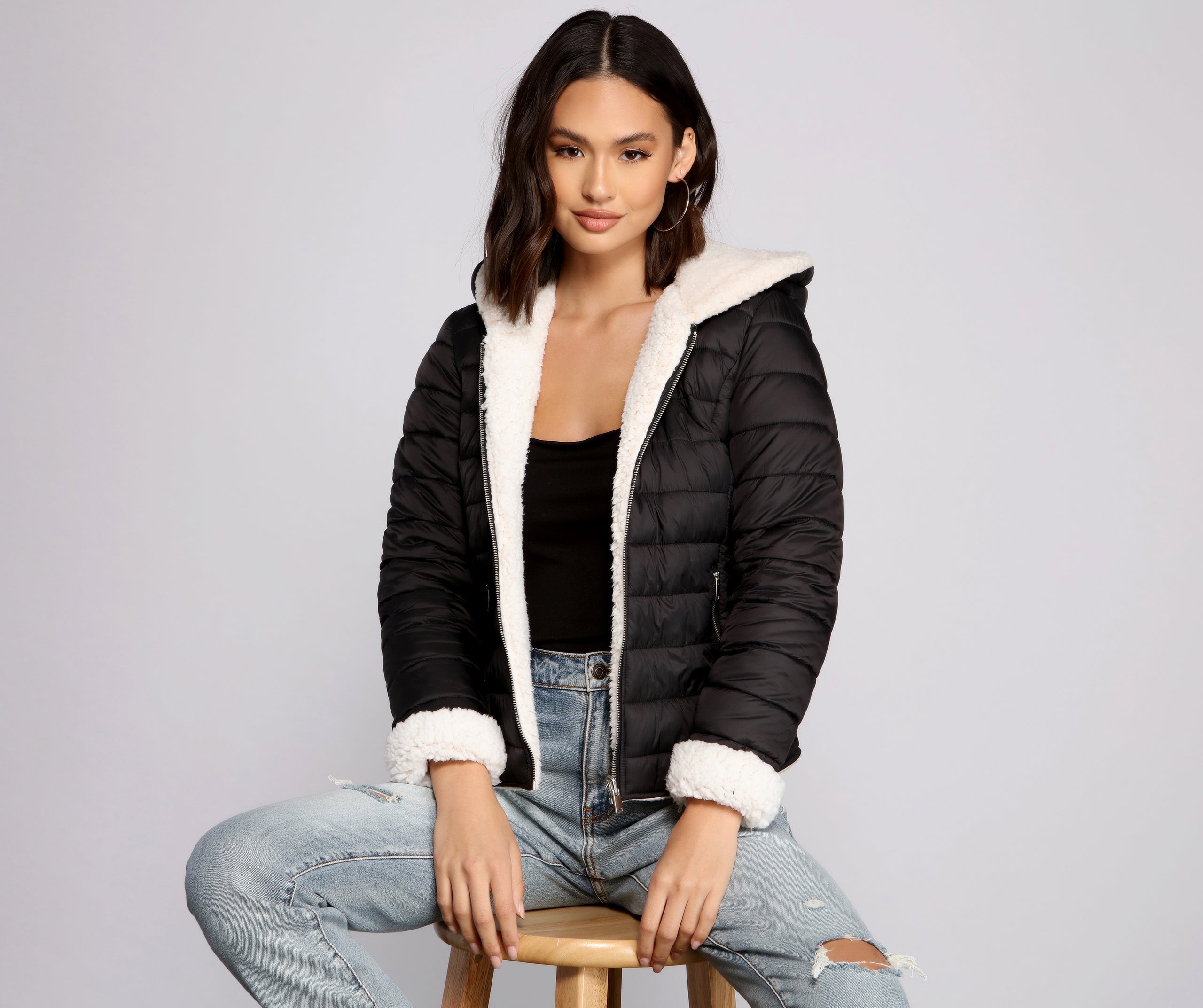 Faux Fur Reversible Puffer Jacket - Image 8