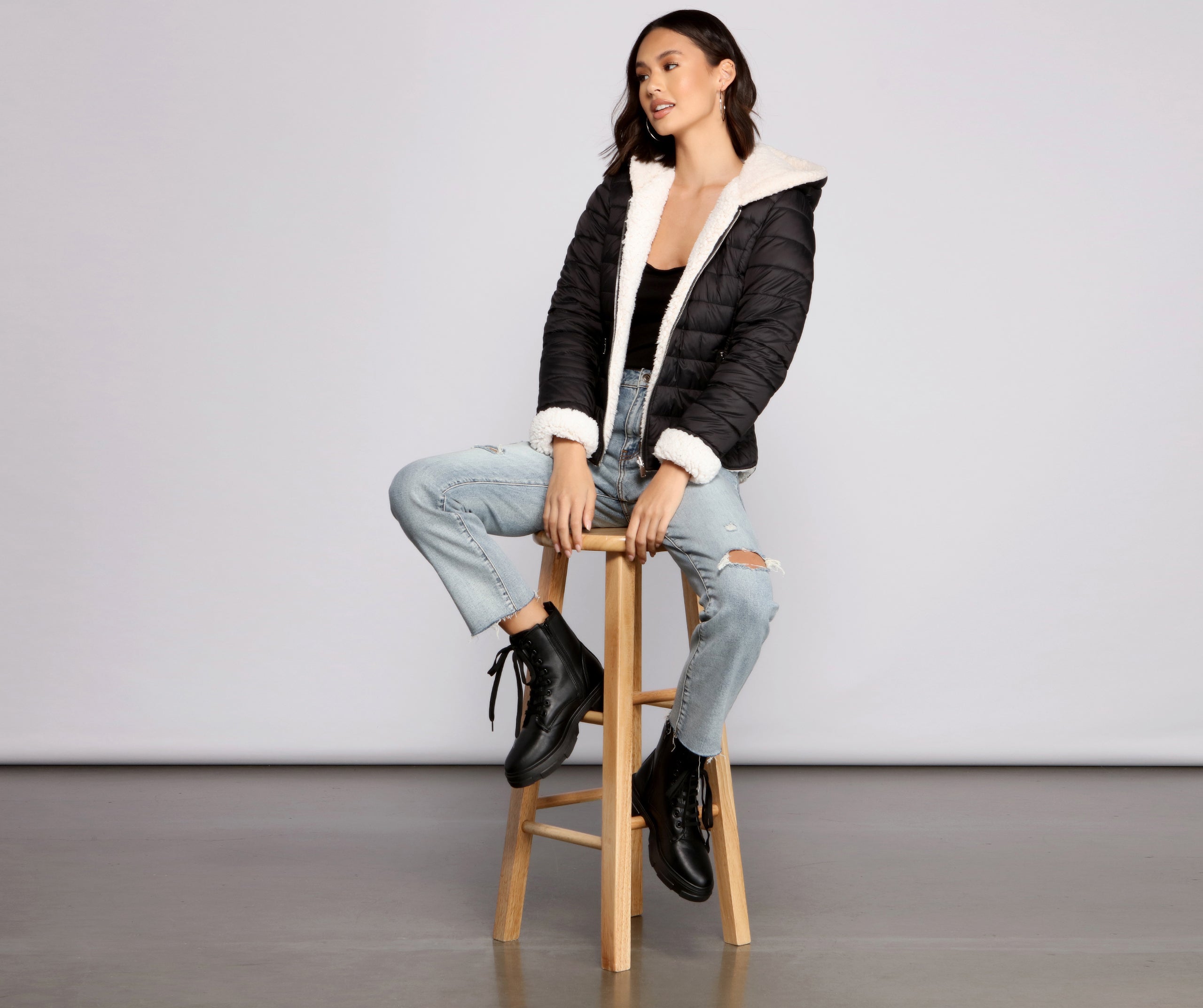 Faux Fur Reversible Puffer Jacket - Image 14