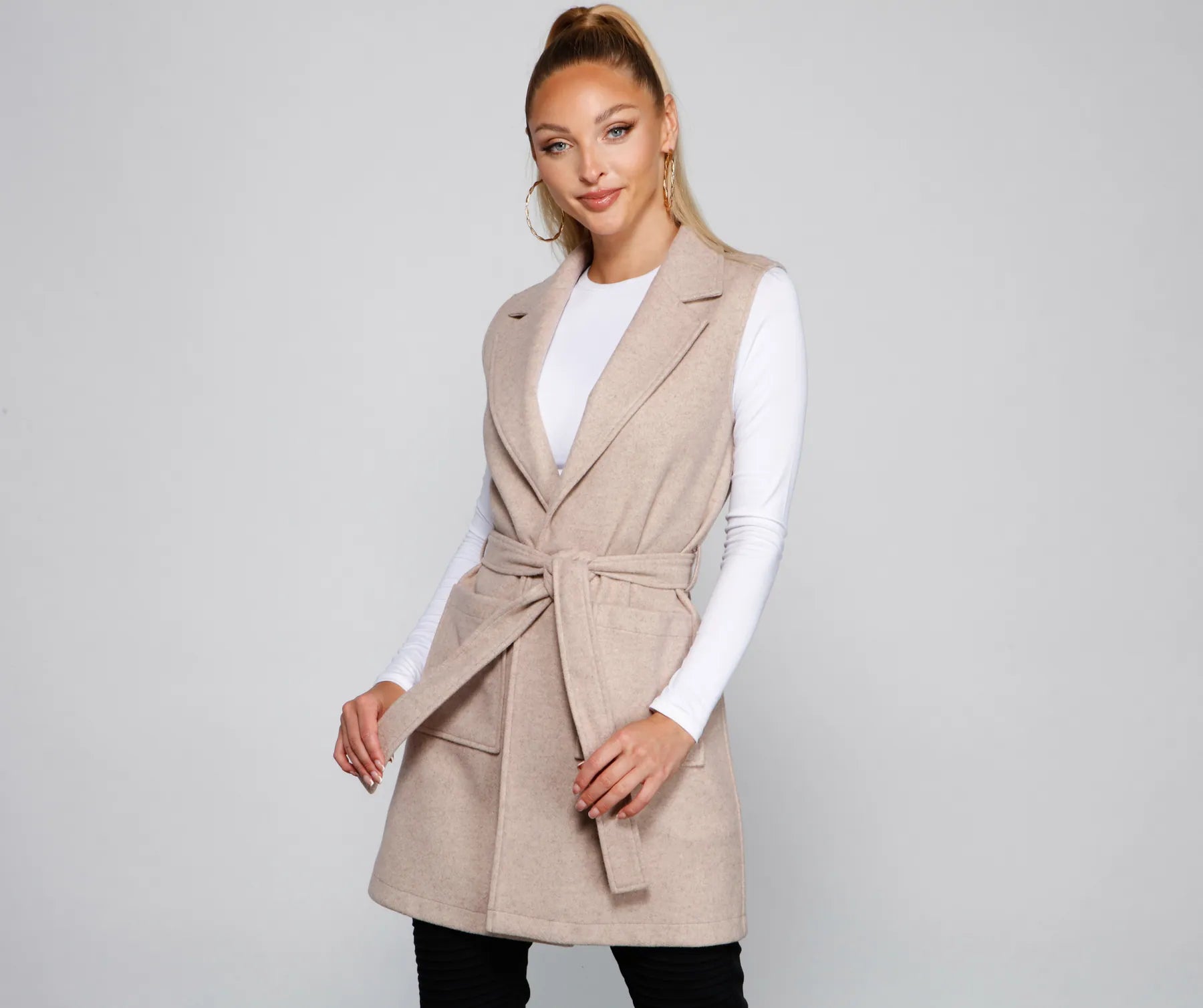 City Girl Faux Wool Trench Vest - Image 6