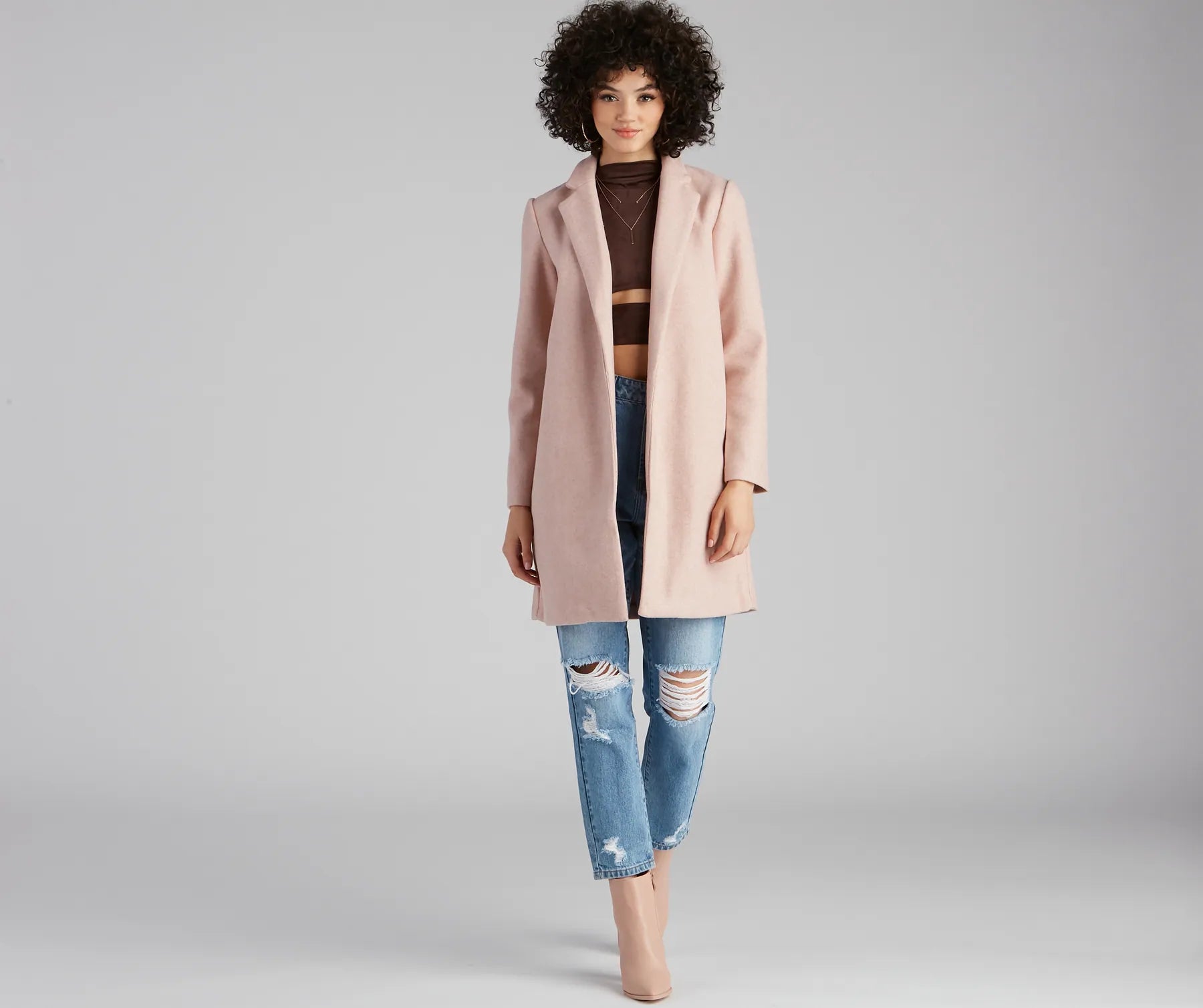 Big City Lapel Long Coat - Image 3