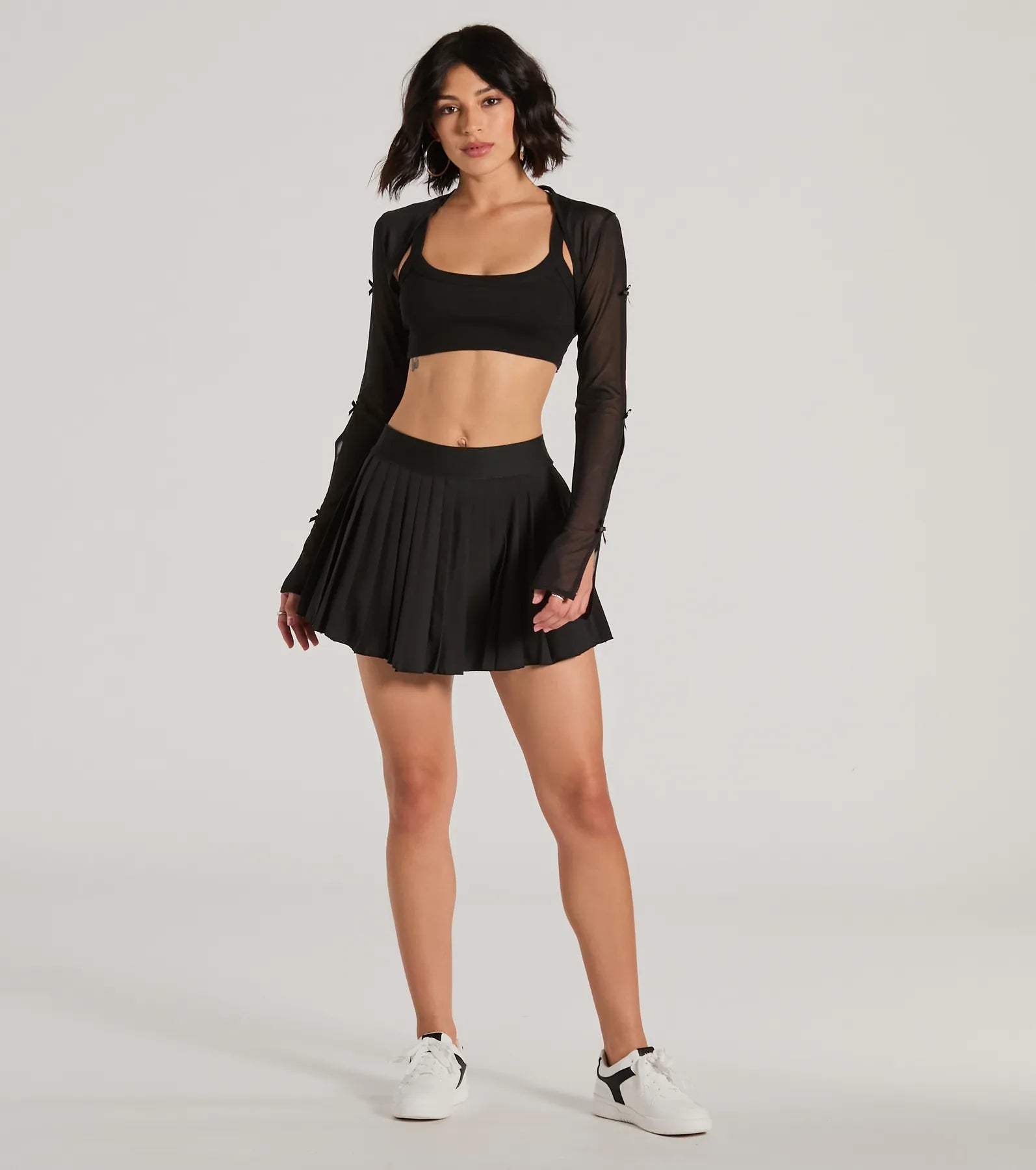 Whimsical Mood Bow Long Sleeve Mesh Bolero - Image 3