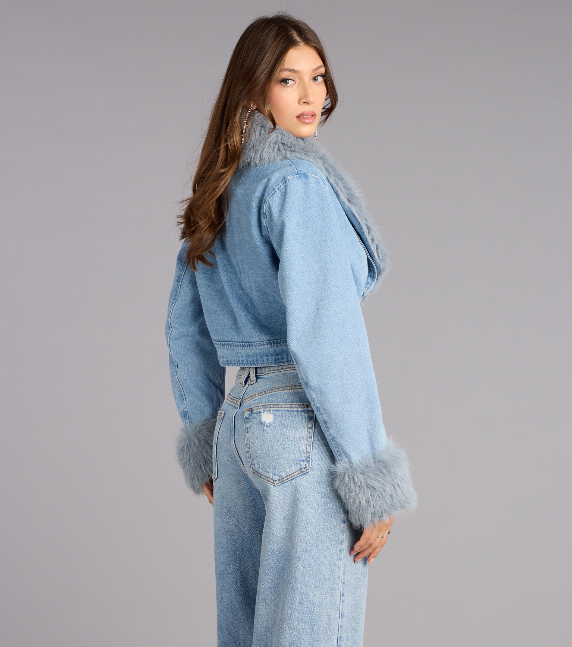 Ice Queen Removable Faux Fur Denim Jacket - Image 3