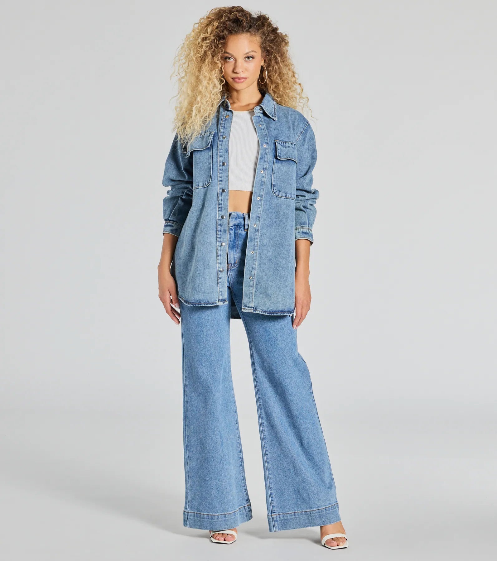 Casual Fave Button-Down Denim Shacket - Image 3