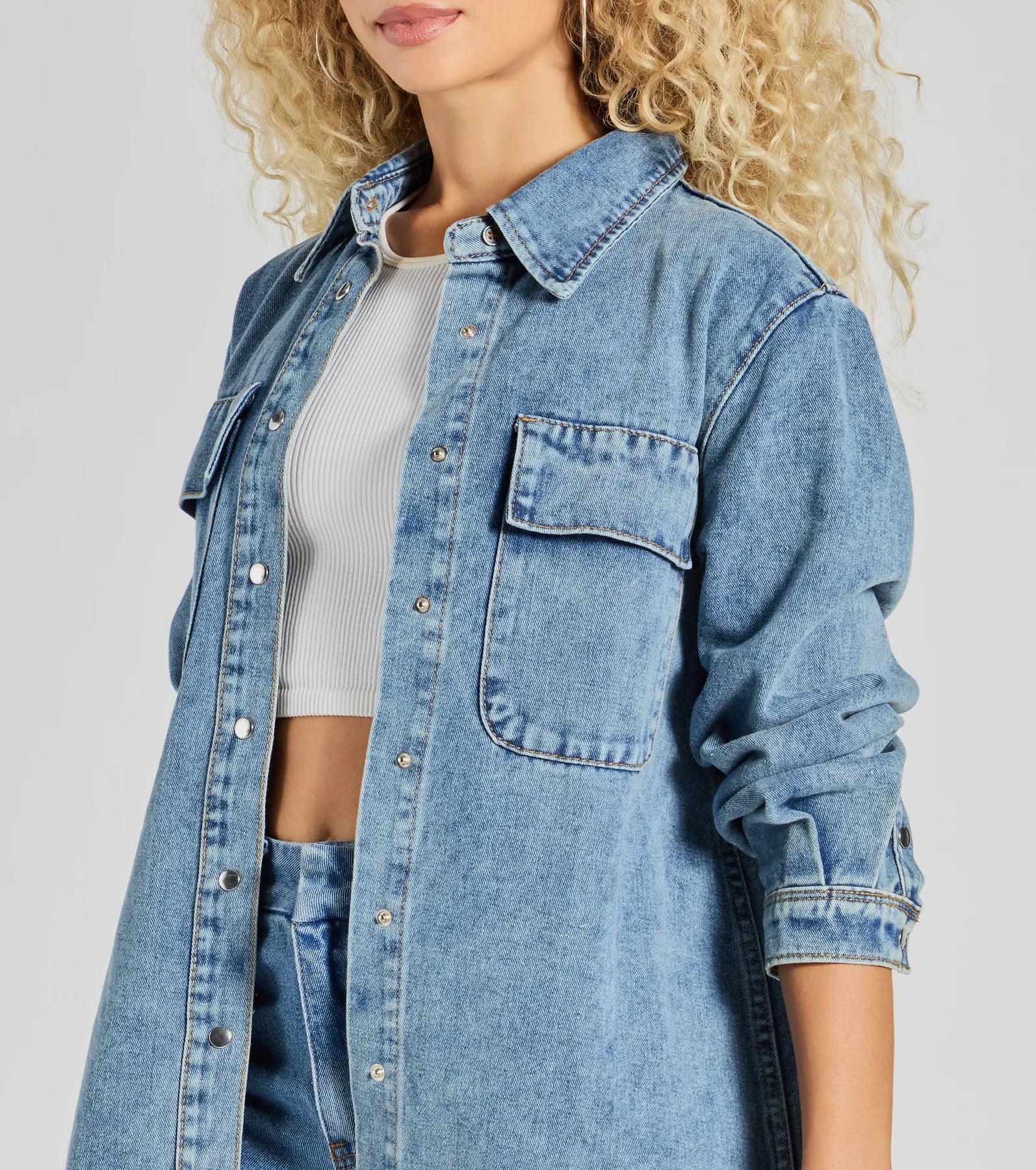 Casual Fave Button-Down Denim Shacket - Image 4