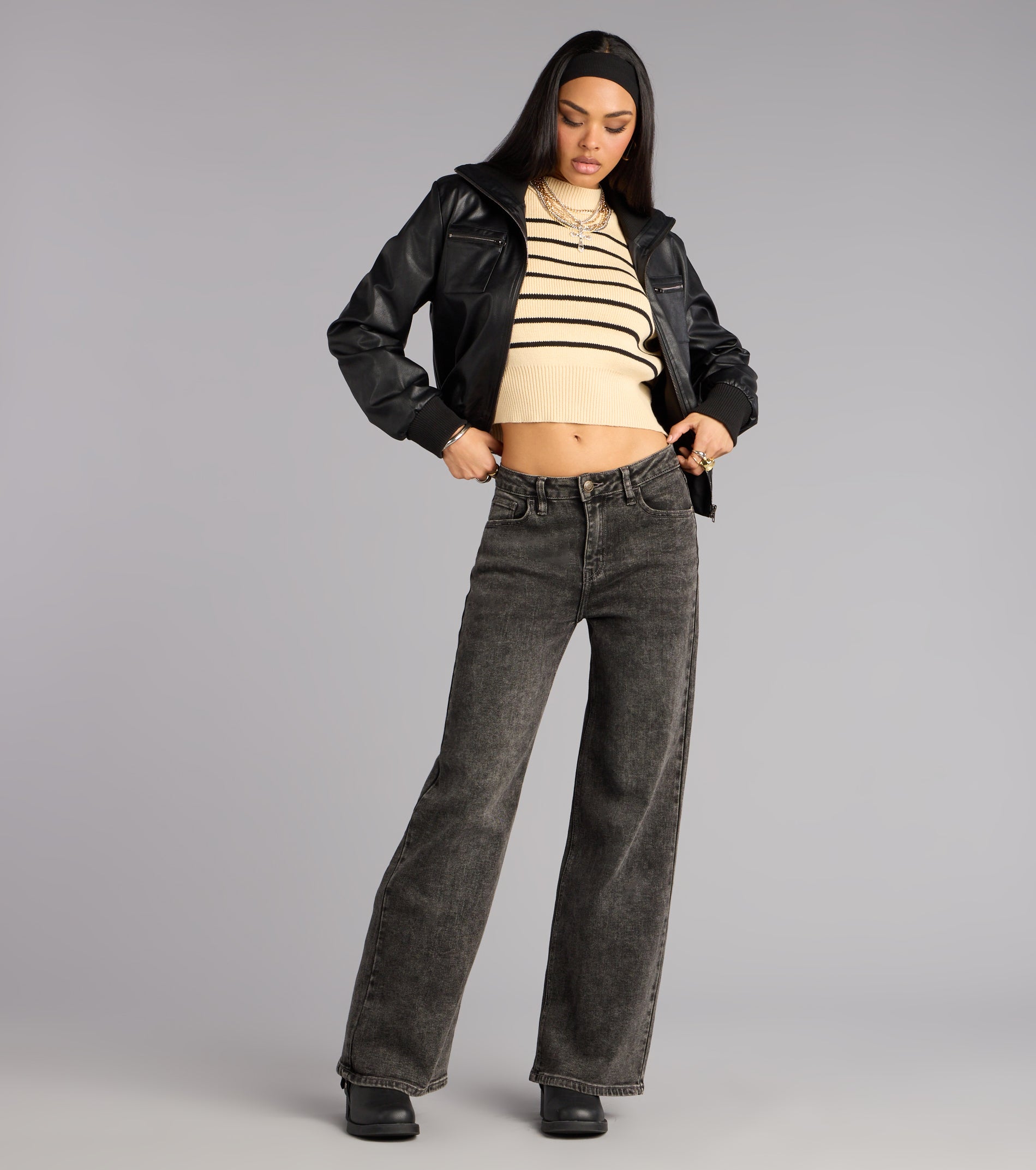 Cool Intentions Faux Leather Bomber Jacket - Image 3