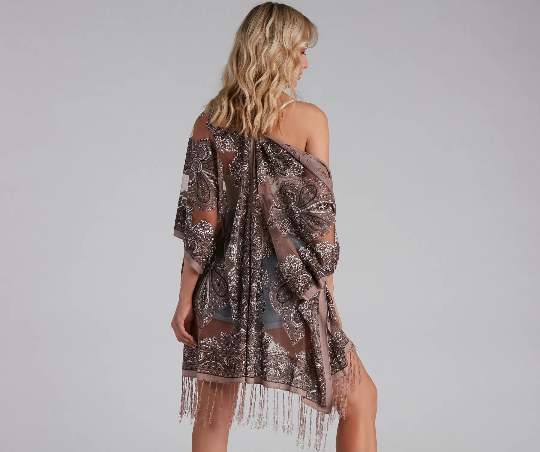 Bohemian Burnout Fringe Kimono - Image 2