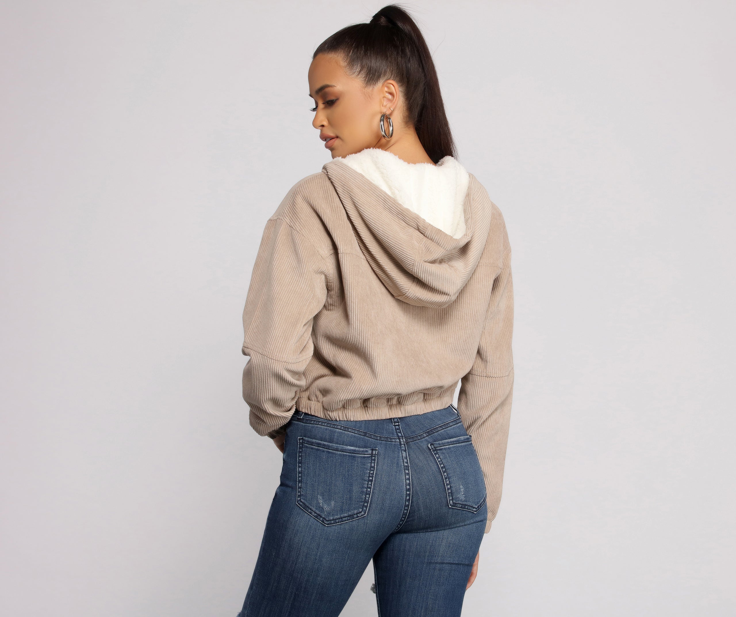 Corduroy Cutie Cropped Sherpa Jacket - Image 6