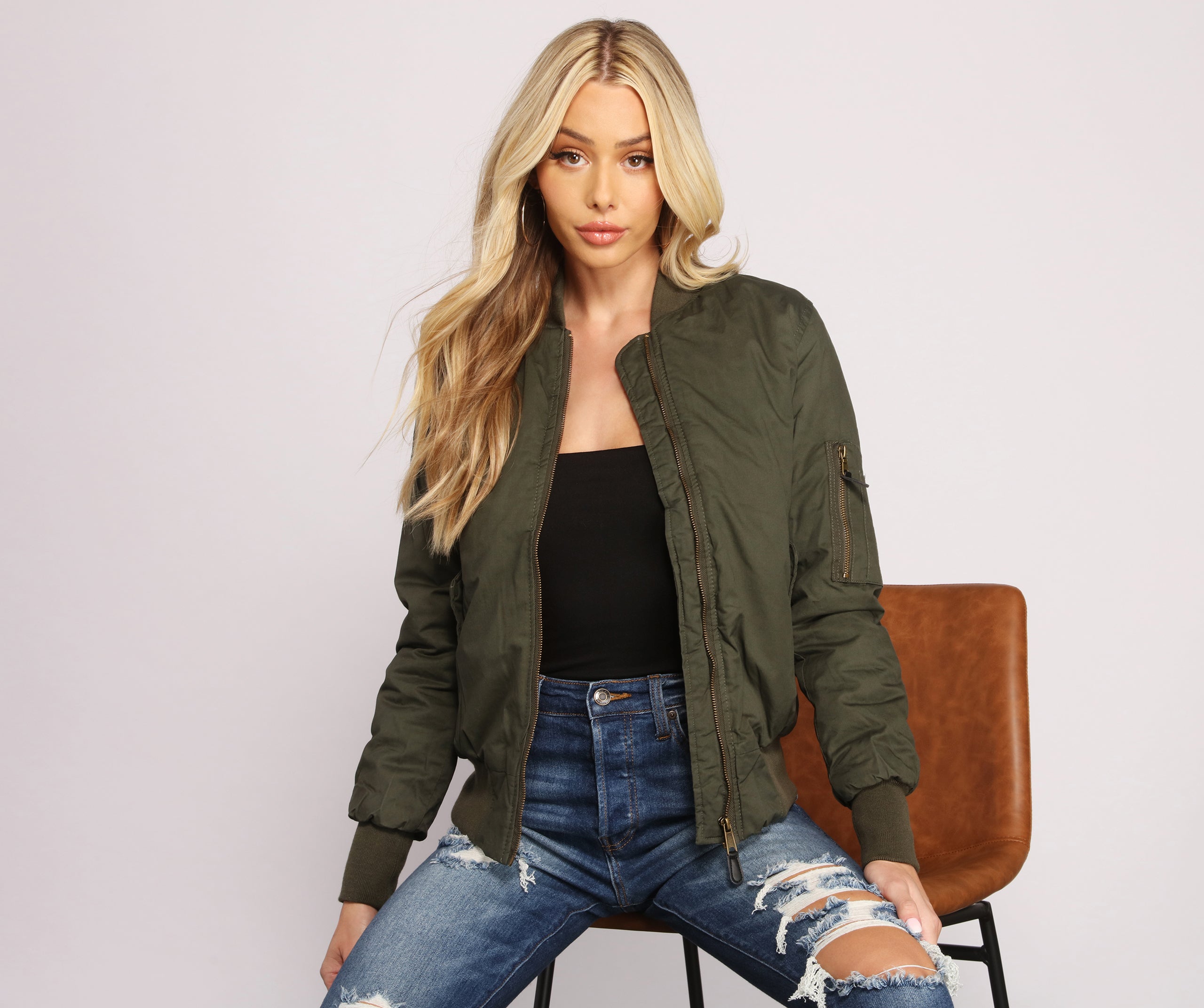Edgy Chic Bomber Jacket - Image 5