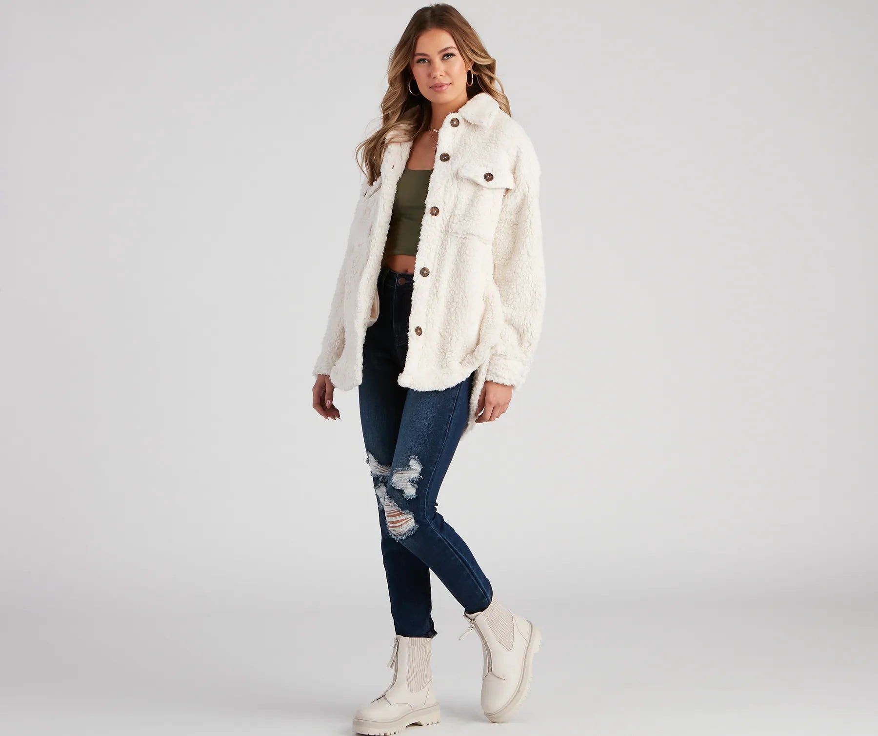 All About Knit Sherpa Shacket - Image 8