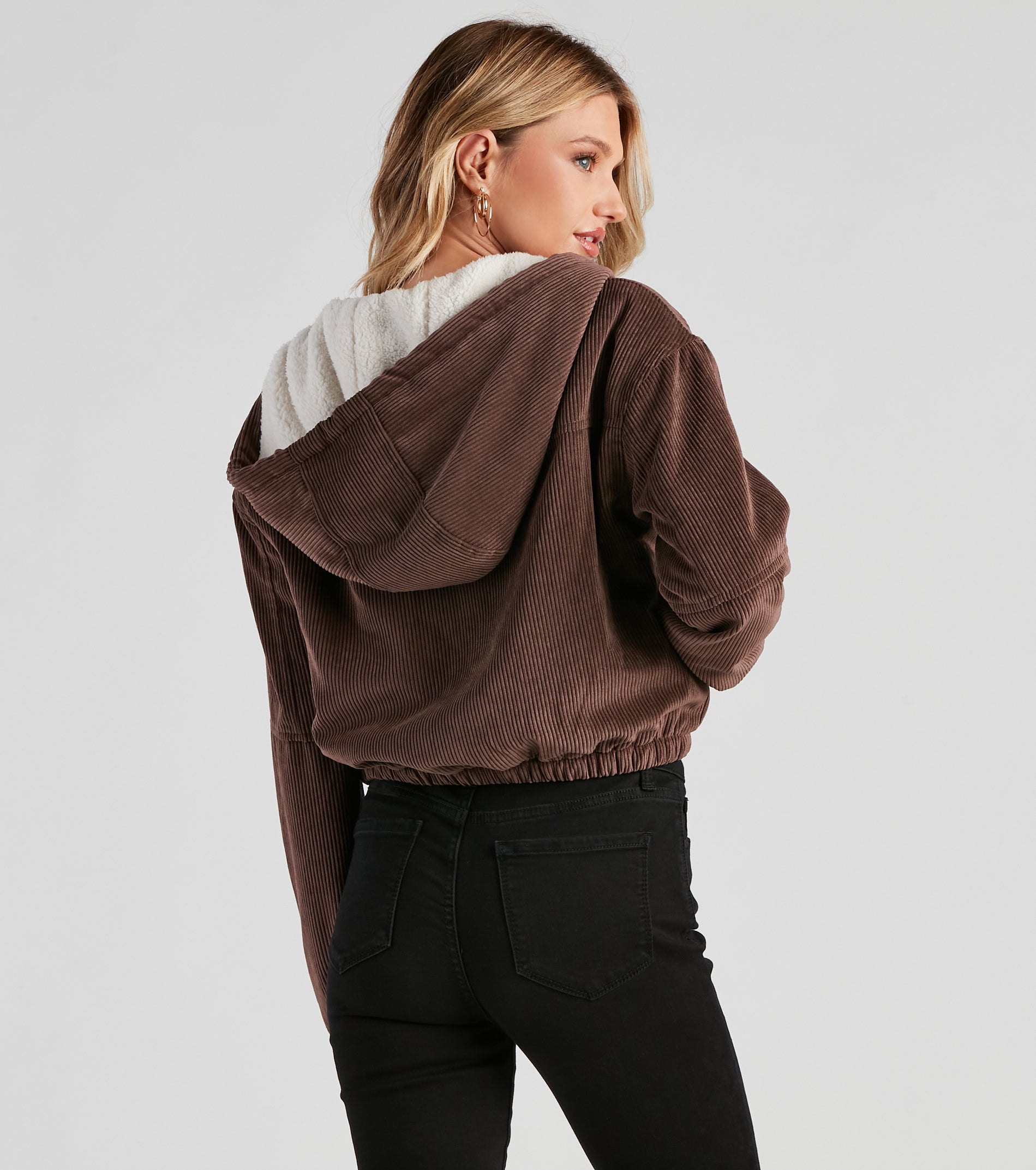 Corduroy Cutie Cropped Sherpa Jacket - Image 10