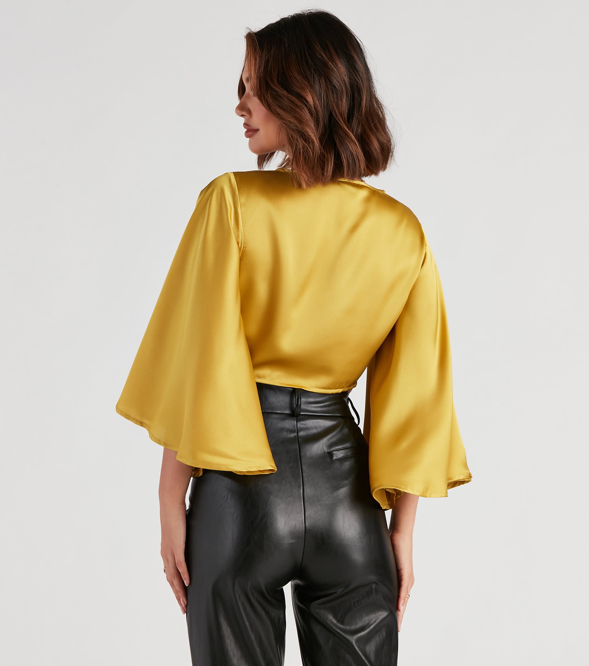 Sweet Secret Satin Kimono Sleeve Top - Image 2