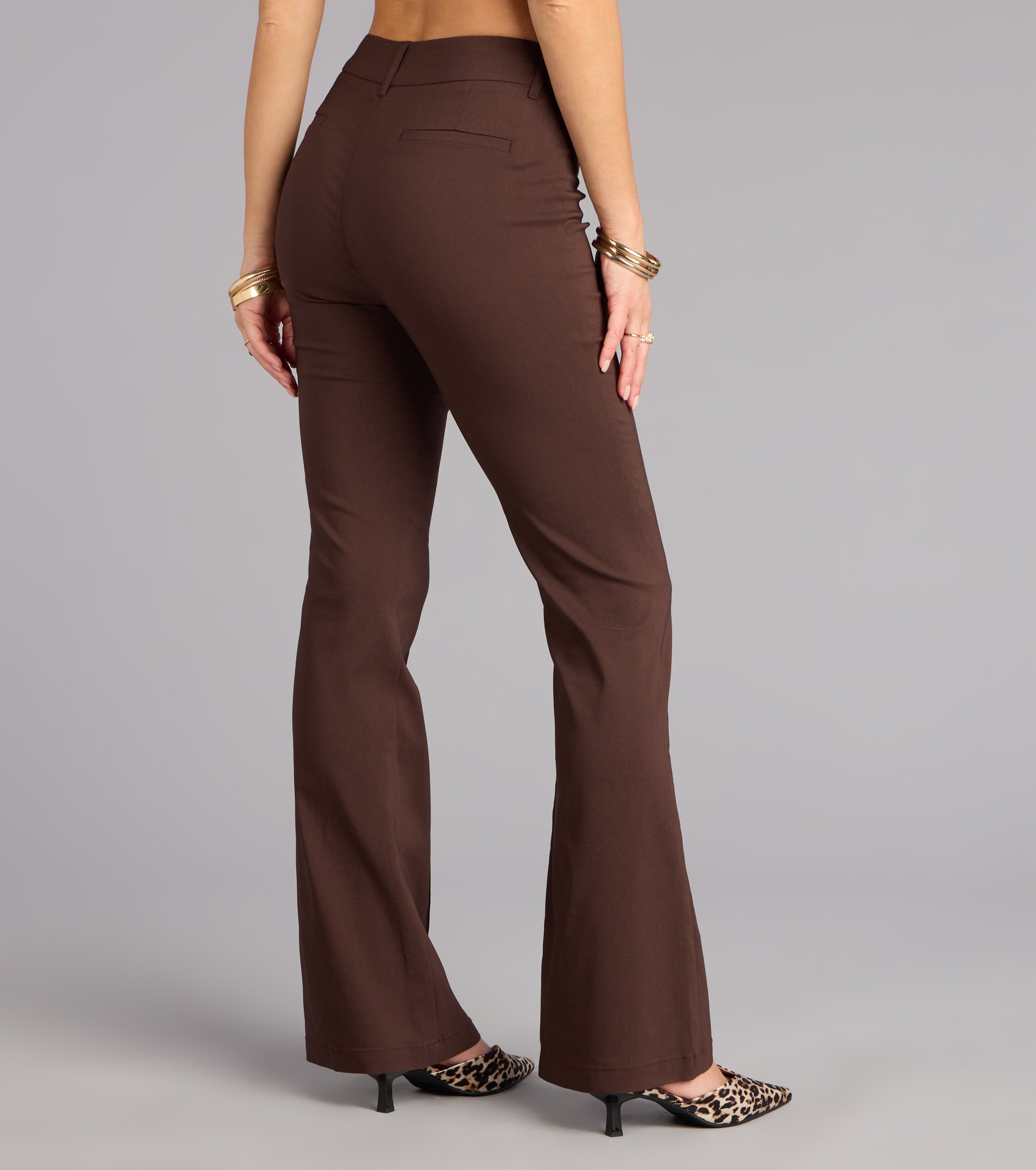 Sleek Polish High-Rise Flare Trouser Pants - Image 3