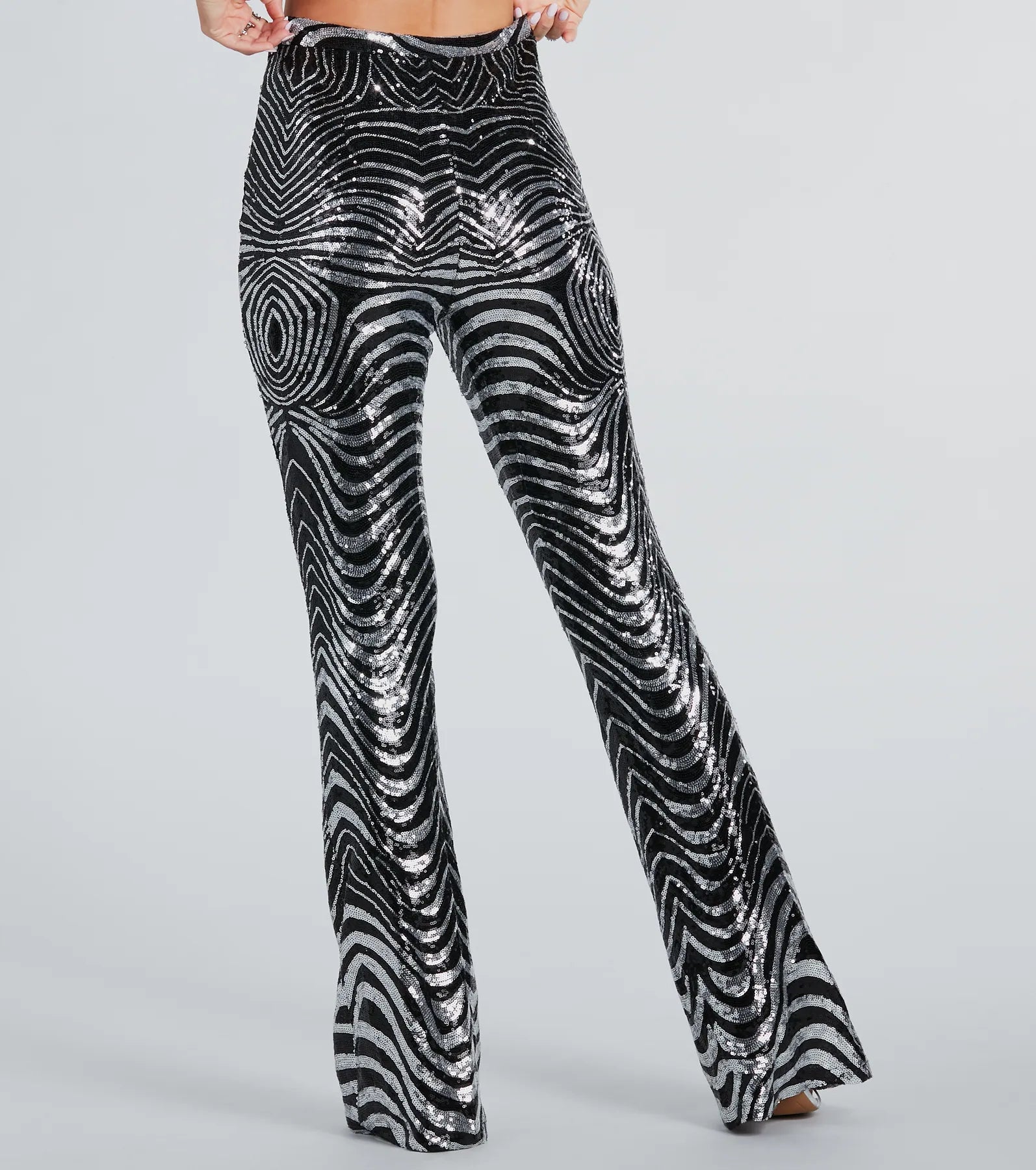 Make An Entrance Sequin Swirl Flare Pants - Image 3