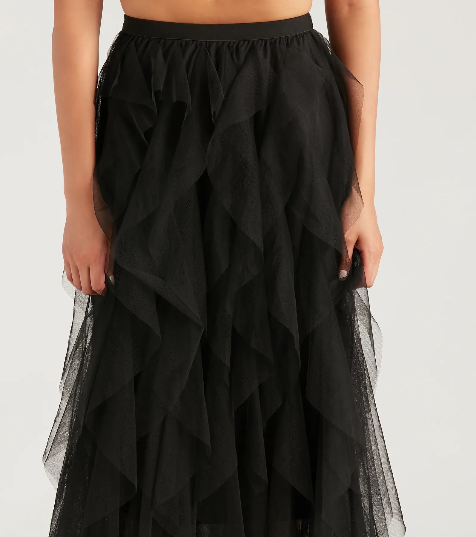 A Little Drama Ruffled Tulle Midi Skirt - Image 8