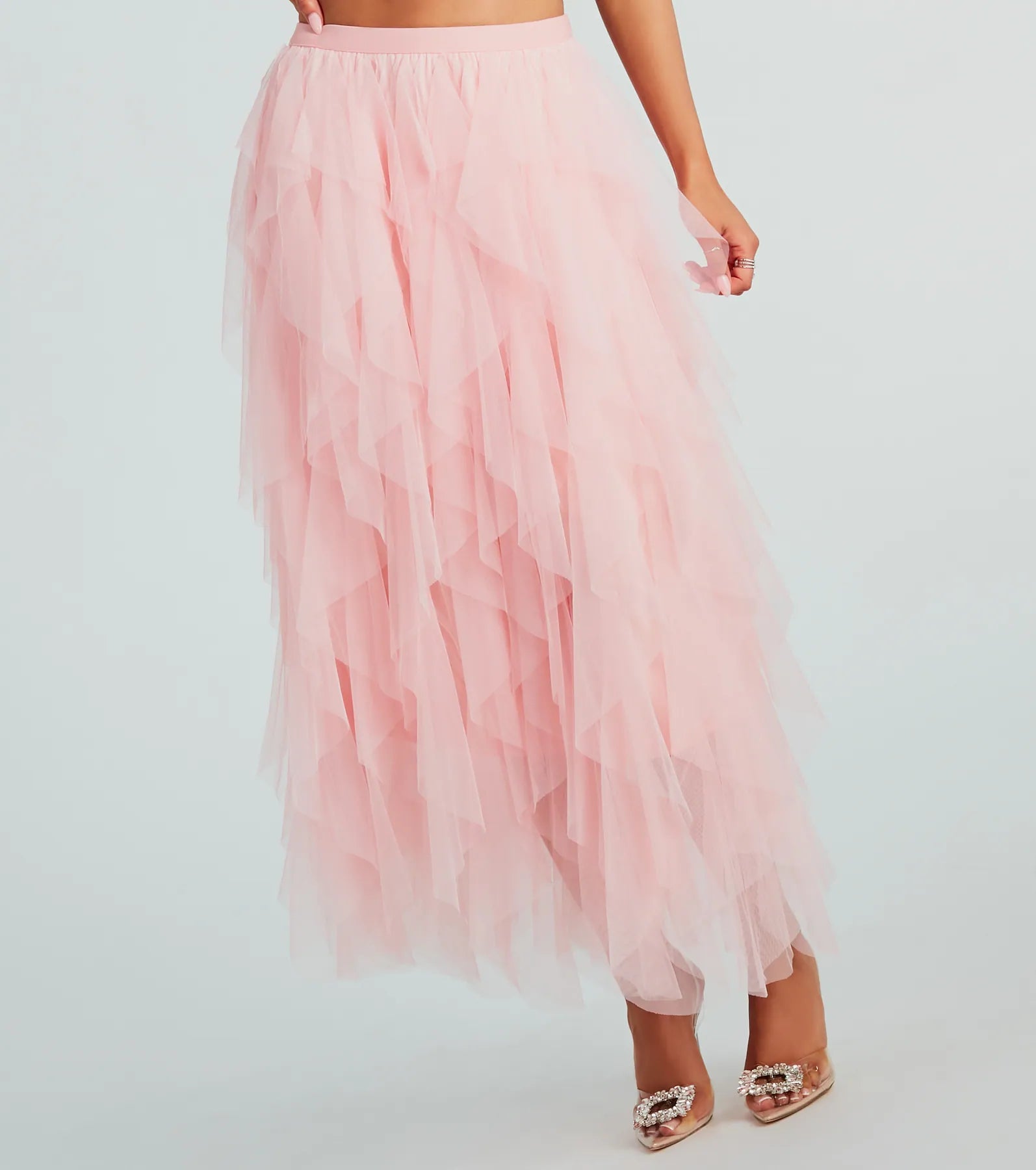 A Little Drama Ruffled Tulle Midi Skirt - Image 2