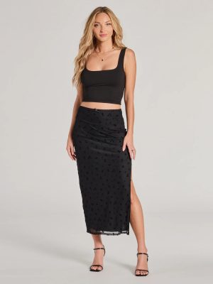 Evening Perfection High-Rise Flocked Floral Maxi Skirt