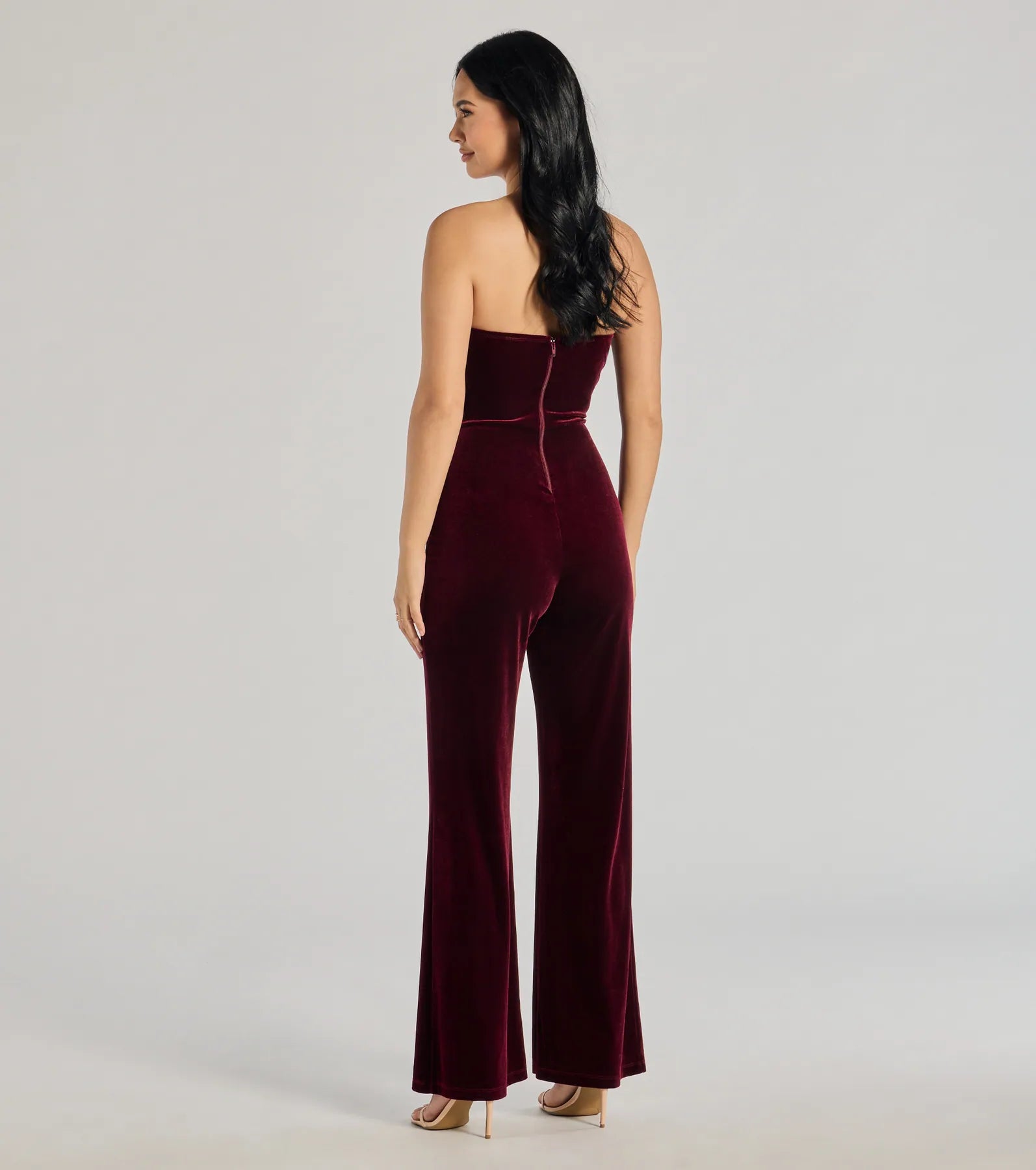 The Glam Factor Sleeveless Velvet Jumpsuit - Image 2