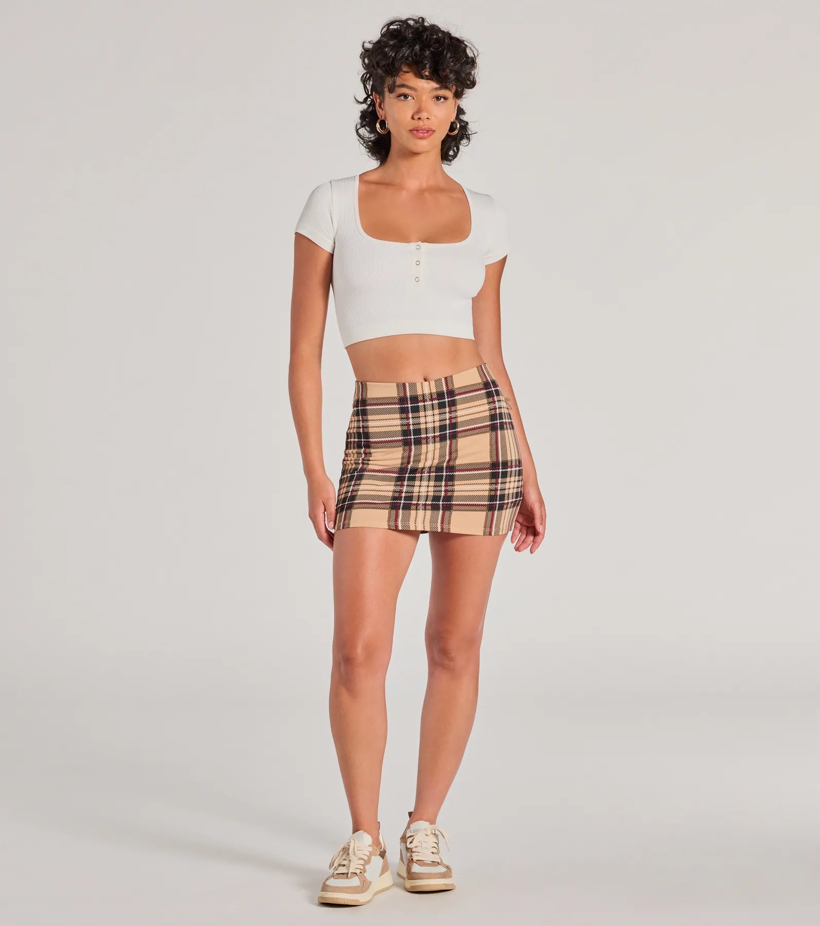 Adorable Pose High-Rise Plaid Mini Skort - Image 3