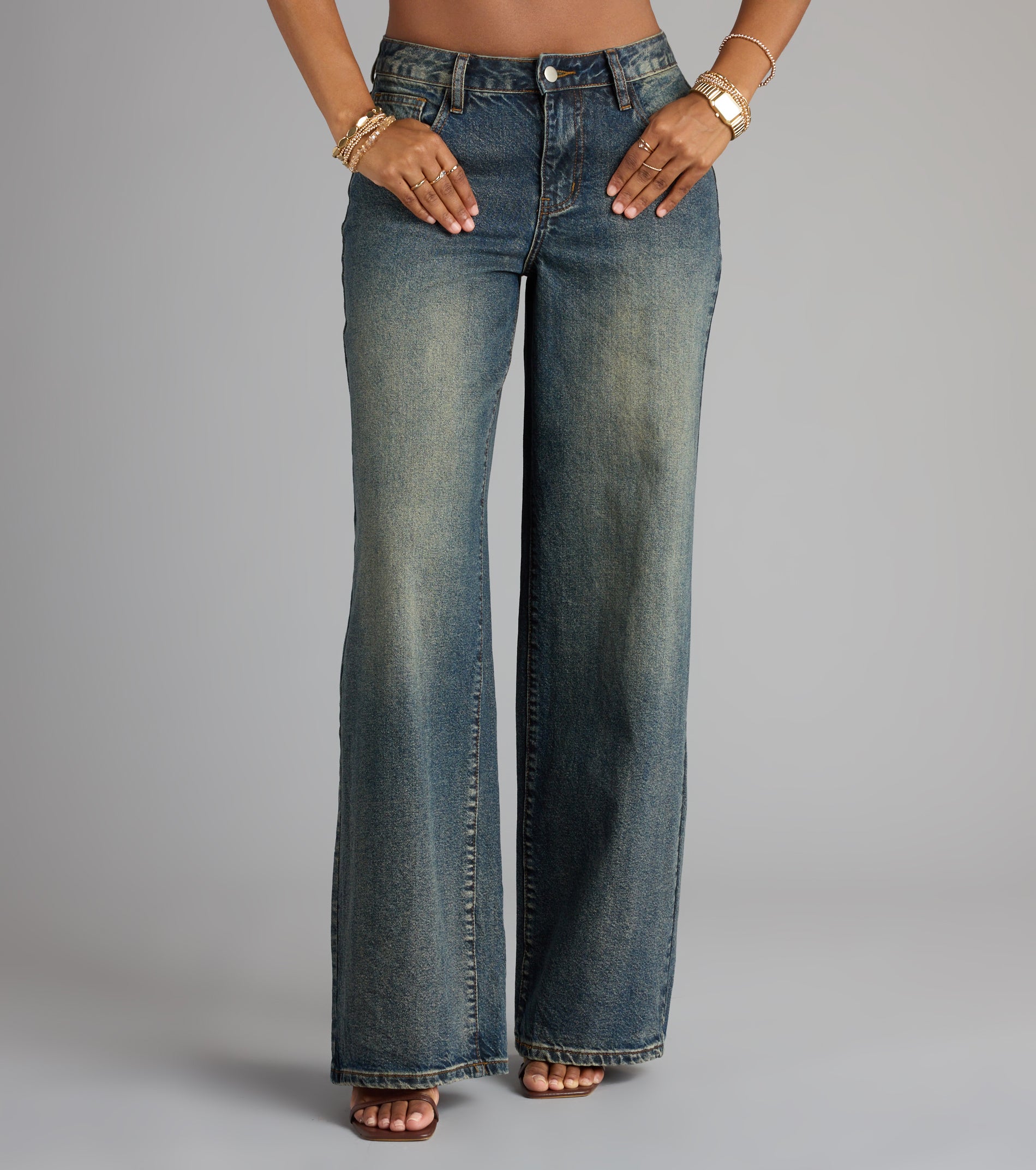 Off Duty Vibe Mid Rise Wide Leg Denim Jeans - Image 6