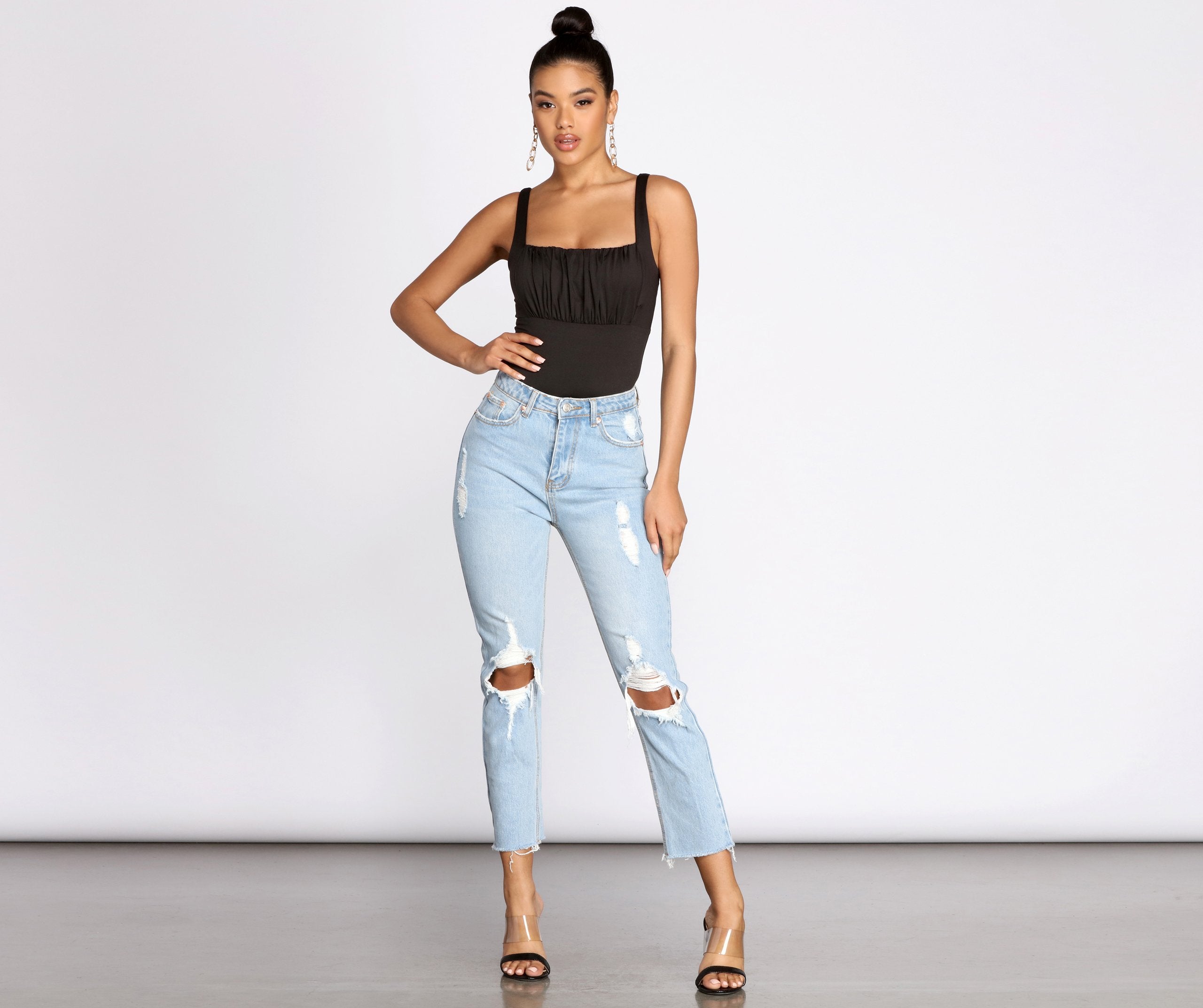High Waist Distressed Denim Pants - Image 8