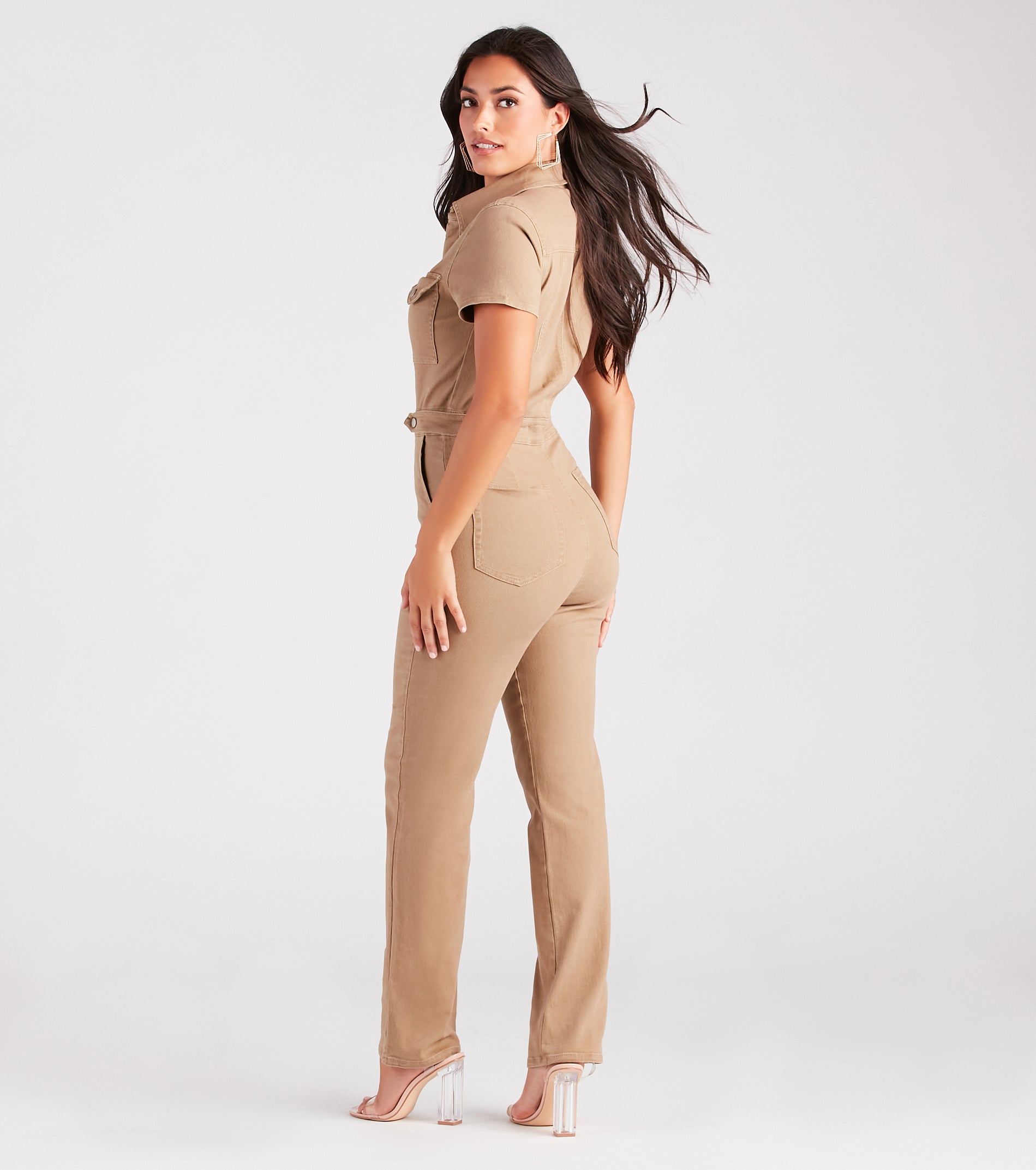 Casual-Cool Utility Denim Jumpsuit - Image 2