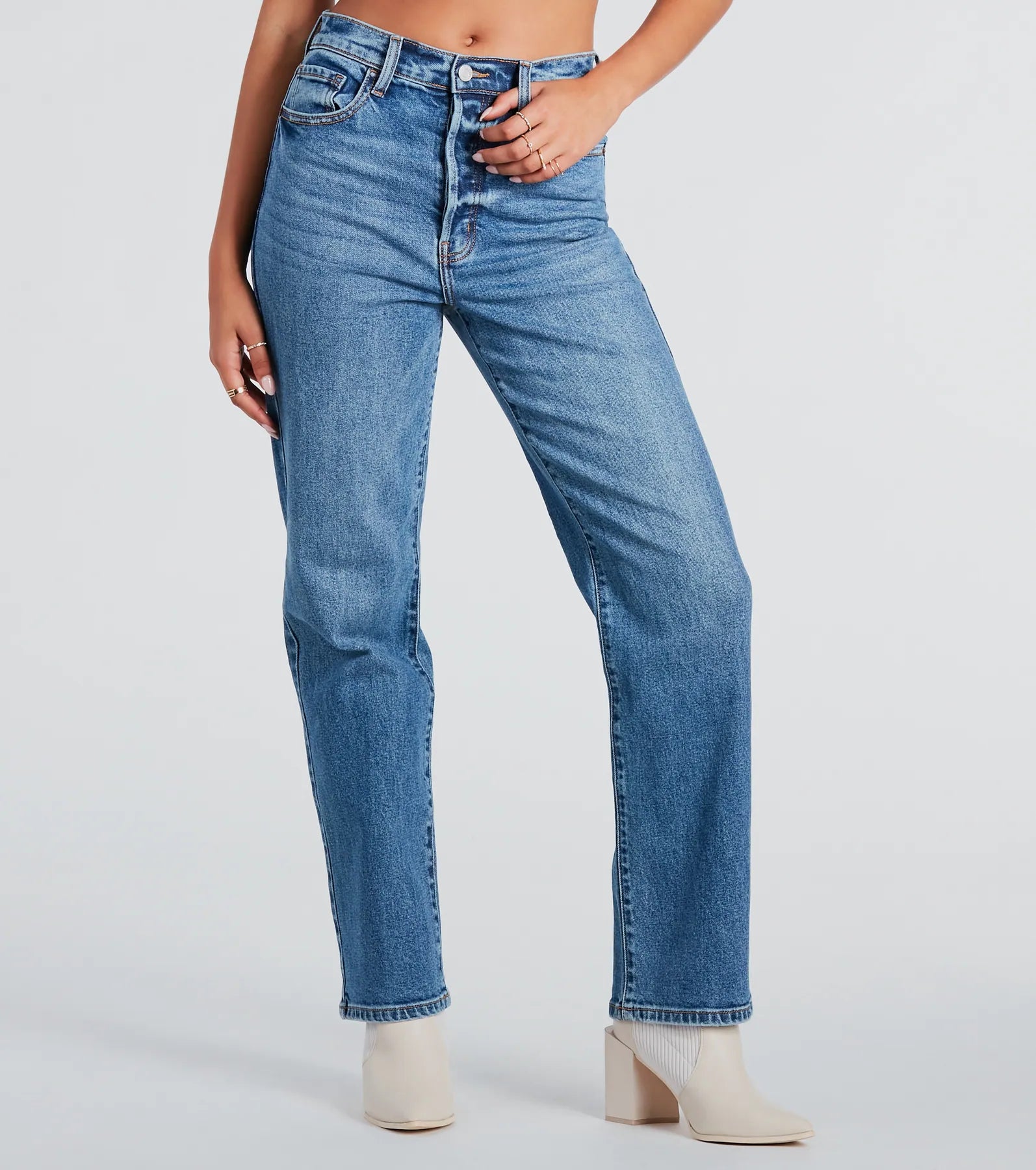 Classic High-Rise Straight-Leg Boyfriend Jeans - Image 6