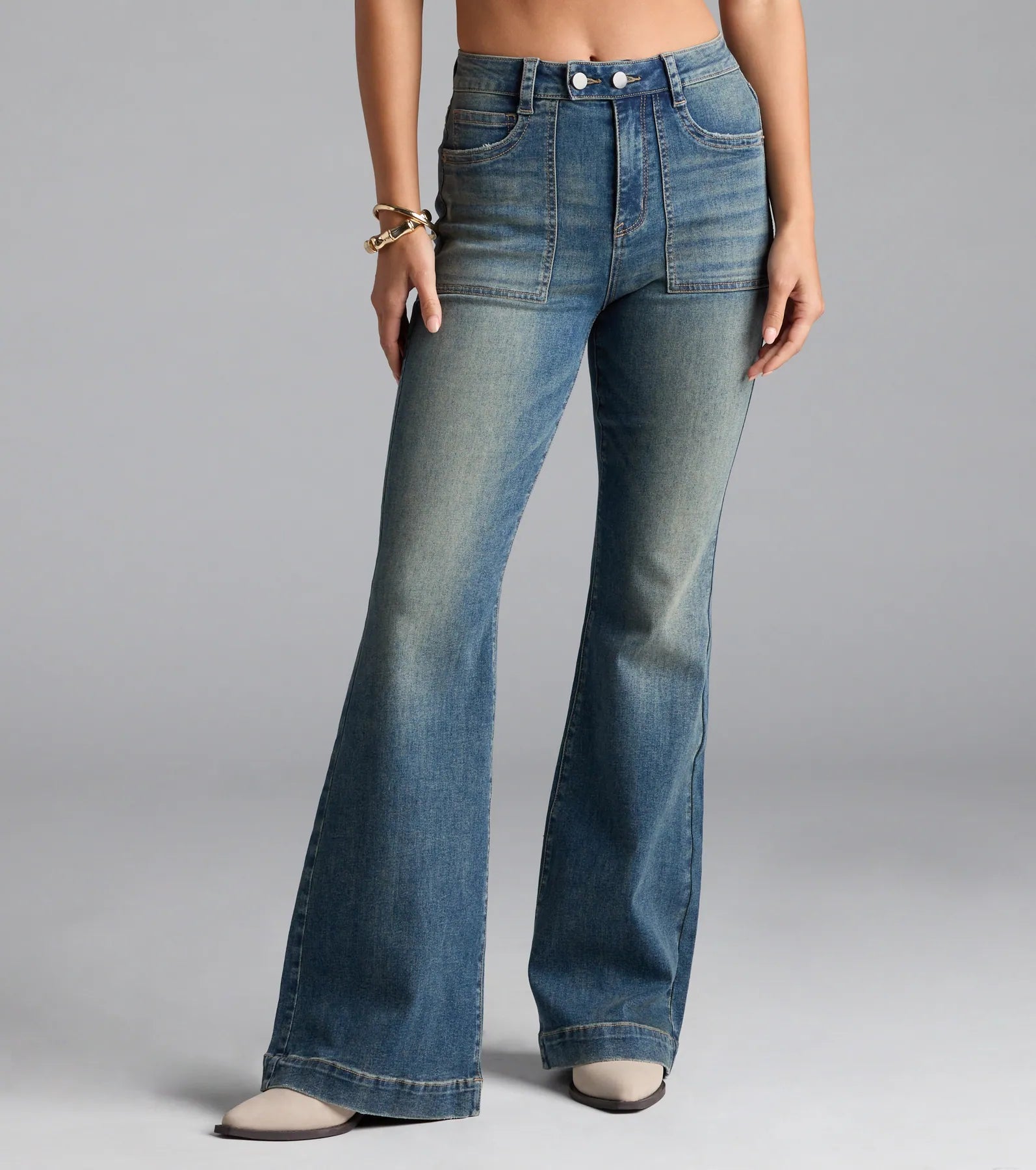 Word On The Street Mid-Rise Flare Denim Jeans - Image 4