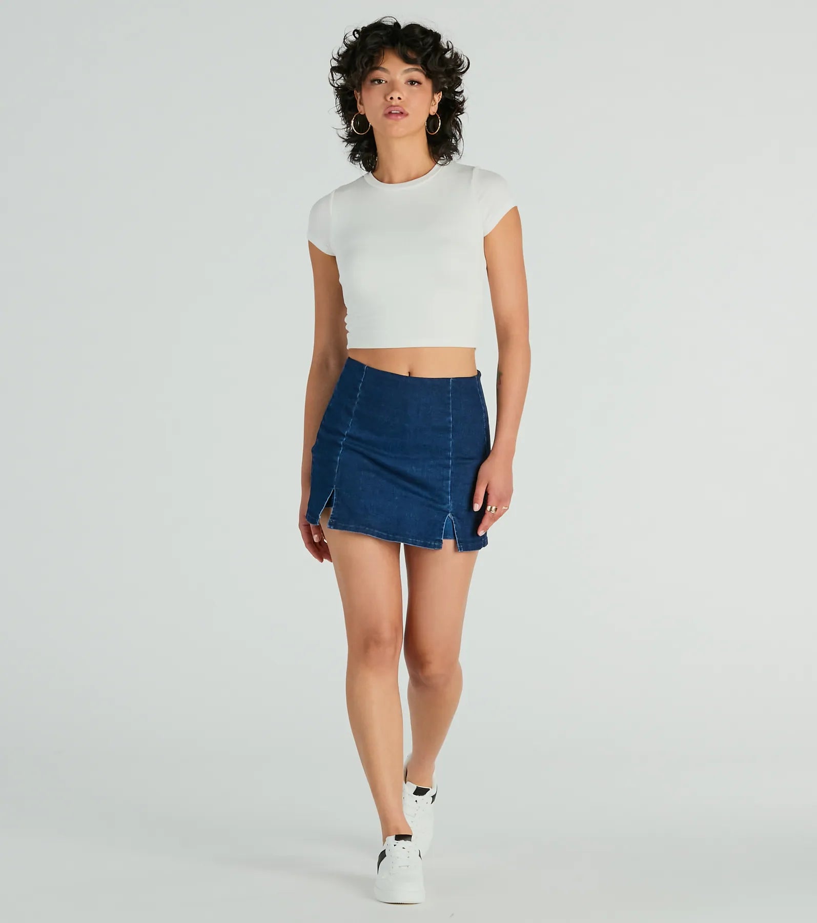 Trendy Girl High-Rise Slit Denim Skort - Image 9
