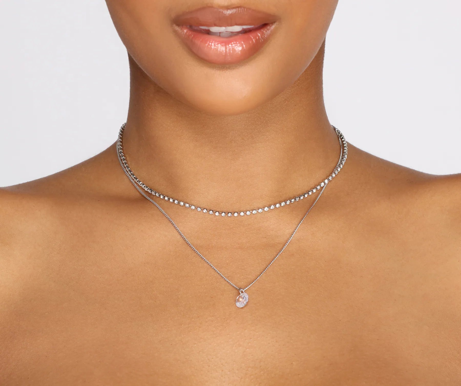 Dainty Cubic Zirconia Drop Necklace - Image 3