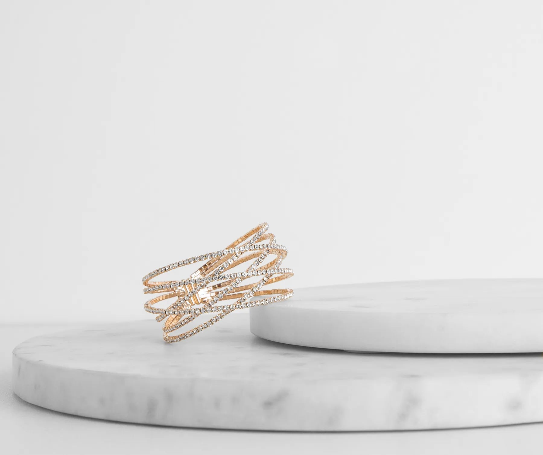 Rhinestone Lattice Cuff Bracelet - Image 6
