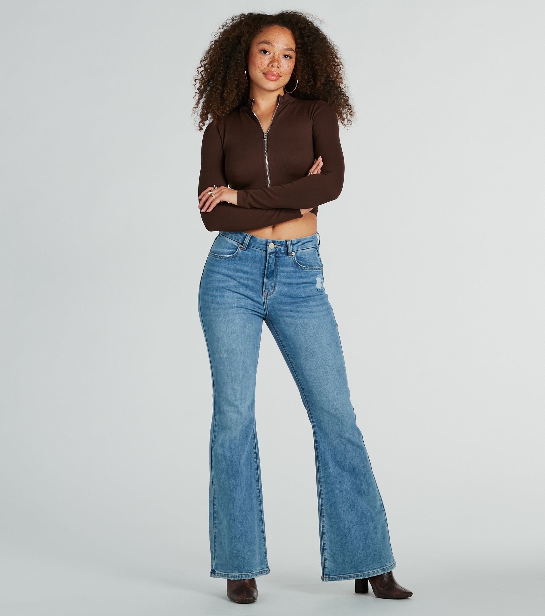 Sporty Perfection Long Sleeve Zipper Knit Crop Top - Image 8
