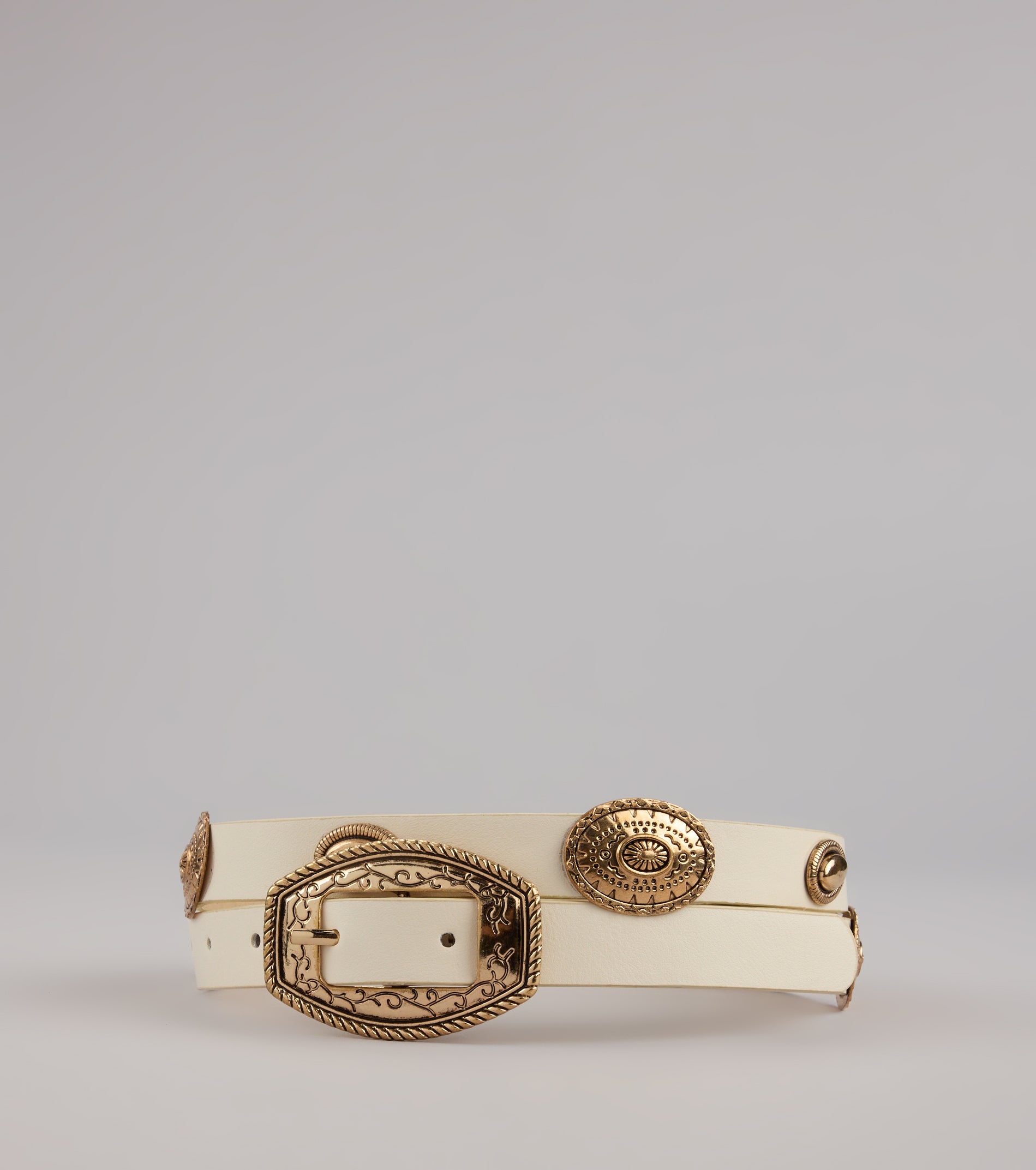 Western Charm Concho Faux Leather Belt